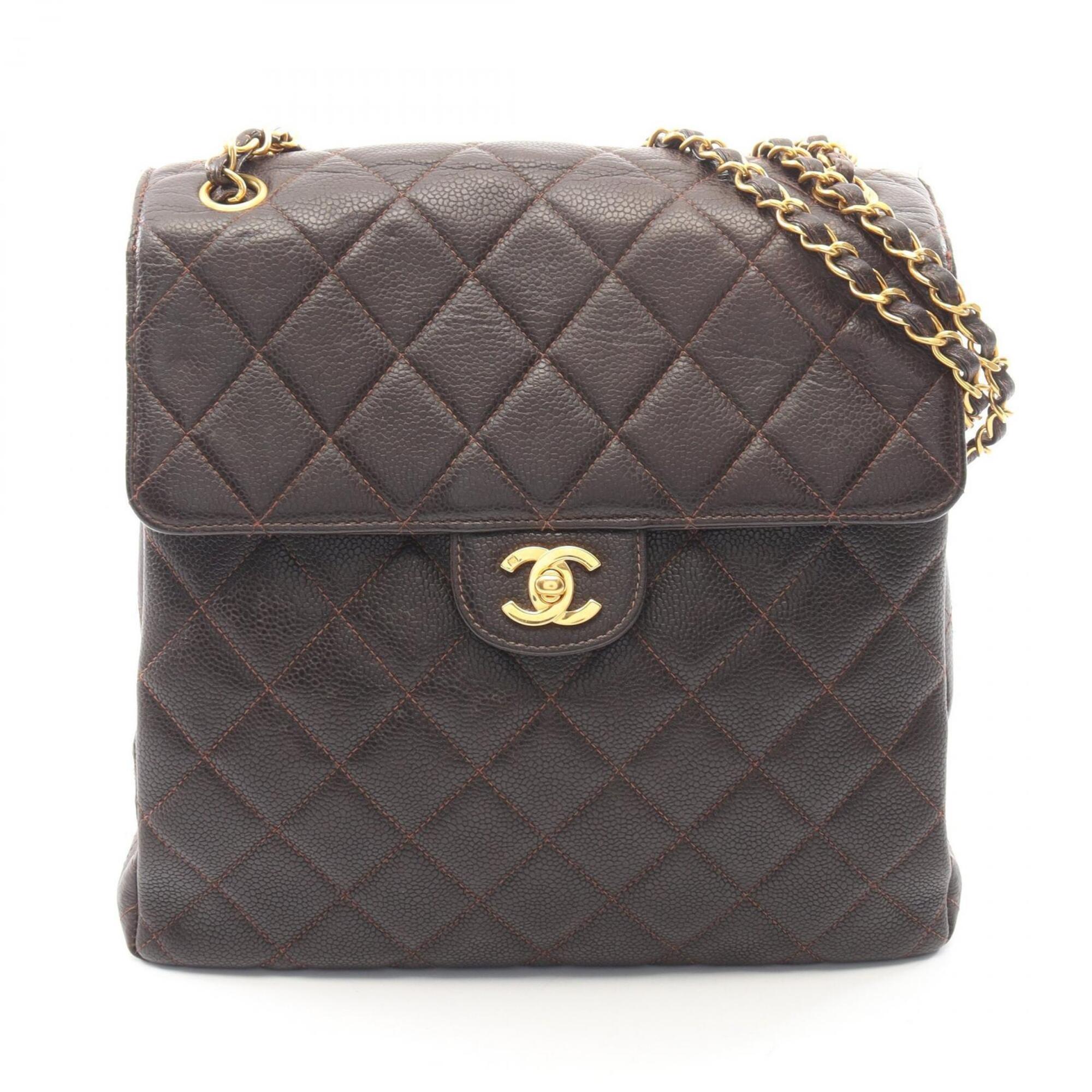 Chanel Brown Grained Calfskin Handbag Shoulder Bag (Pre-Owned)