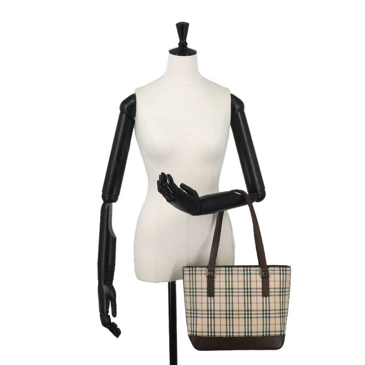 Burberry Beige Brown Canvas Leather Handbag (Pre-Owned)