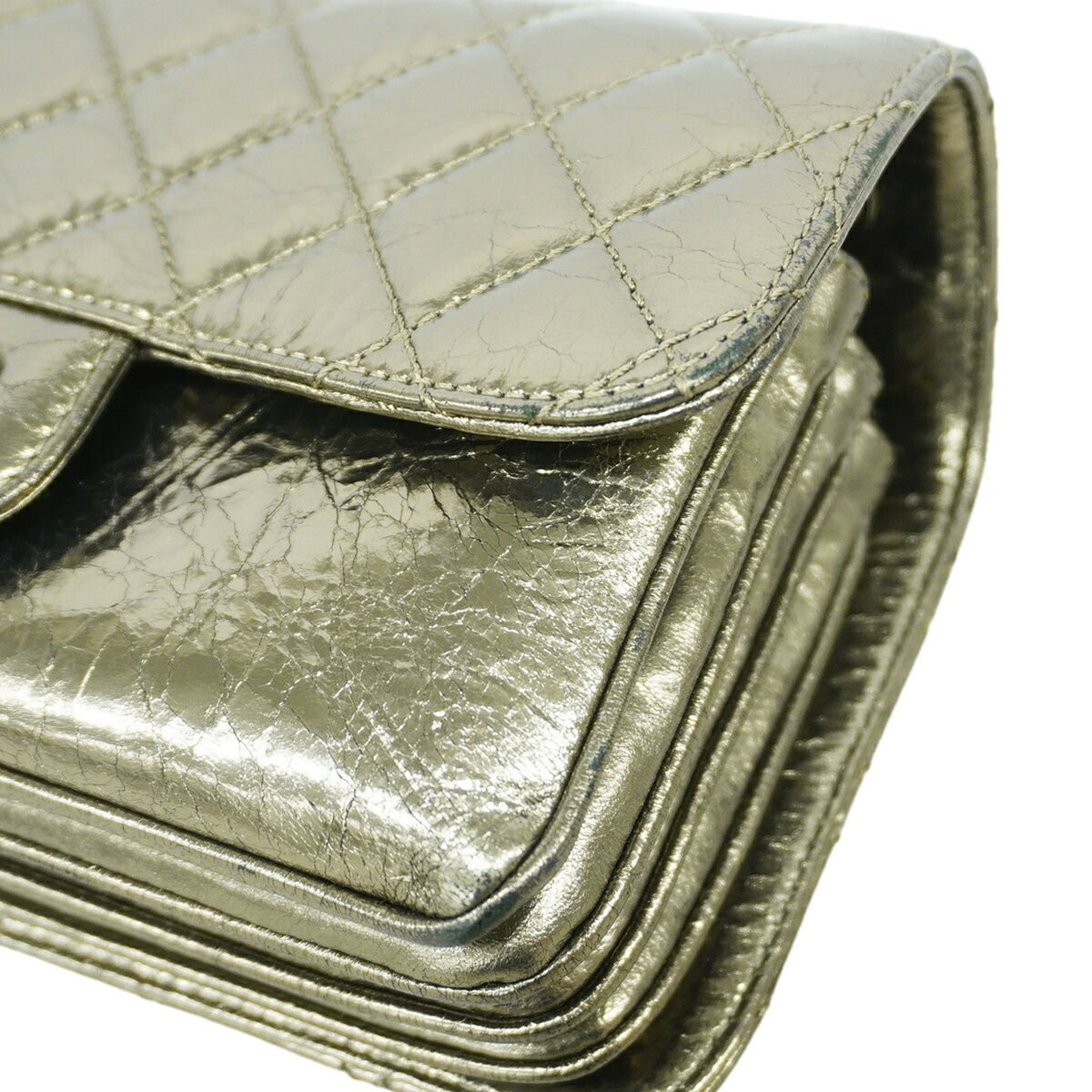 Chanel Champagne Gold Leather Shoulder Bag (Pre-Owned)