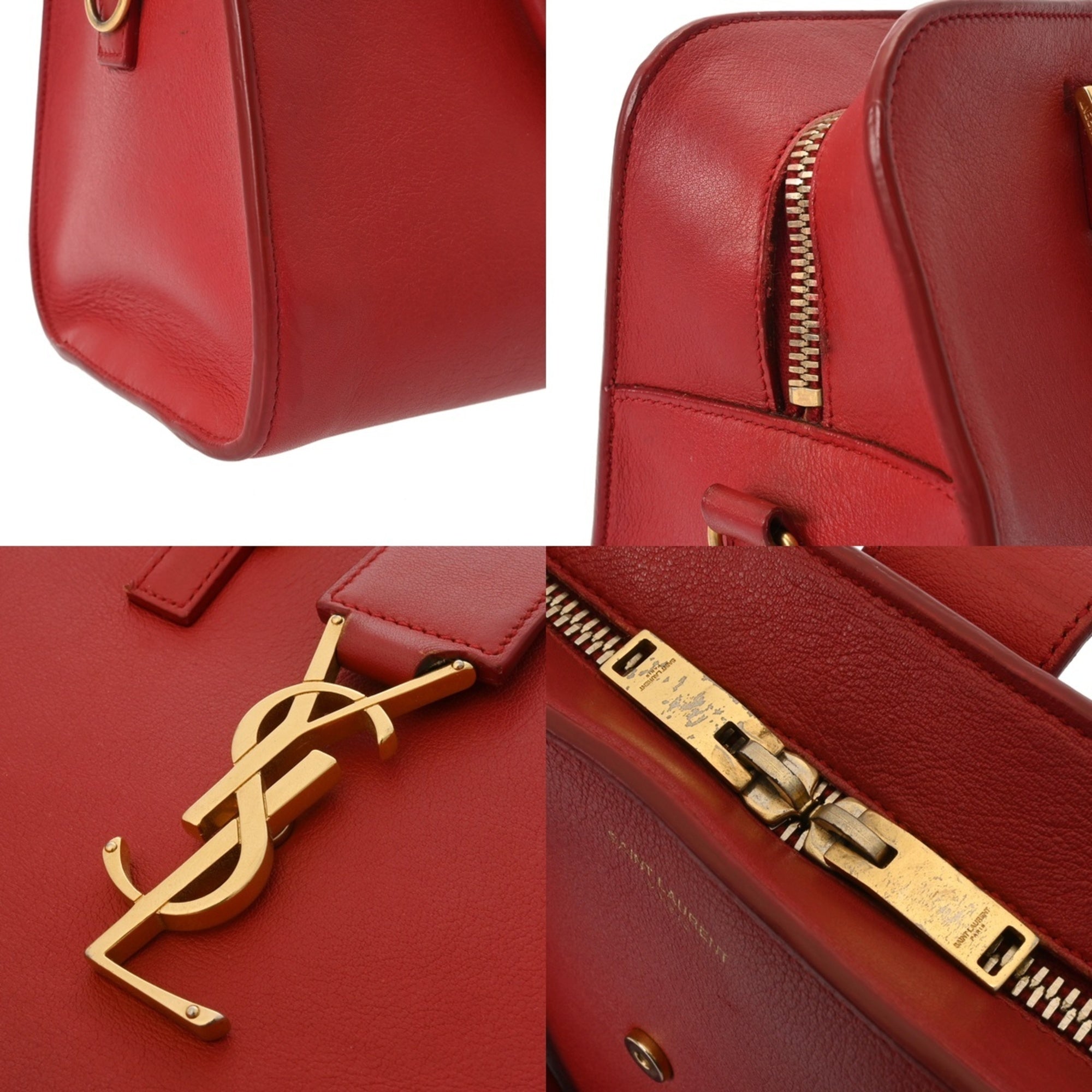 Saint Laurent Red Color Leather Handbag (Pre-Owned)