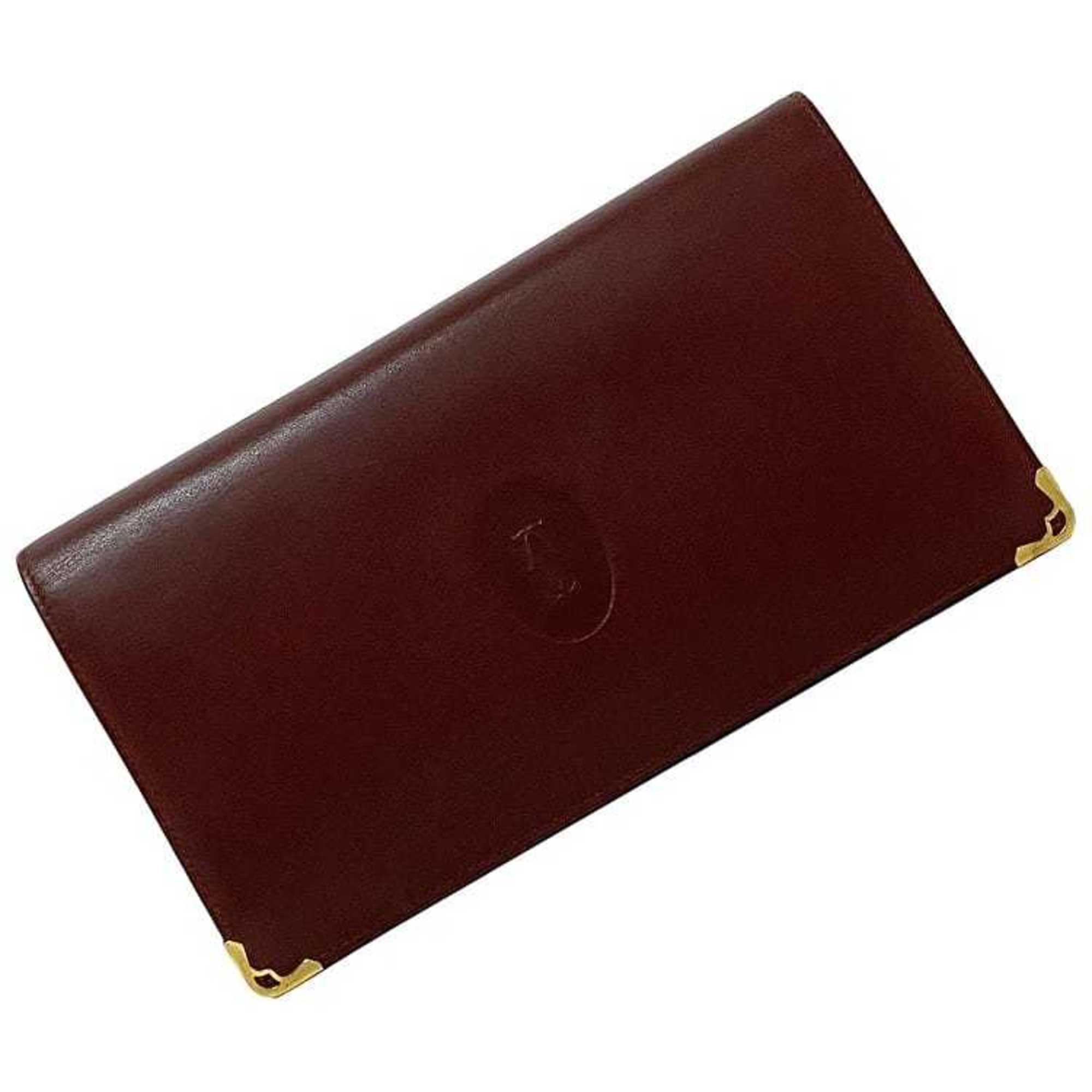 Cartier Bordeaux Leather Long Wallet (Bi-Fold) (Pre-Owned)