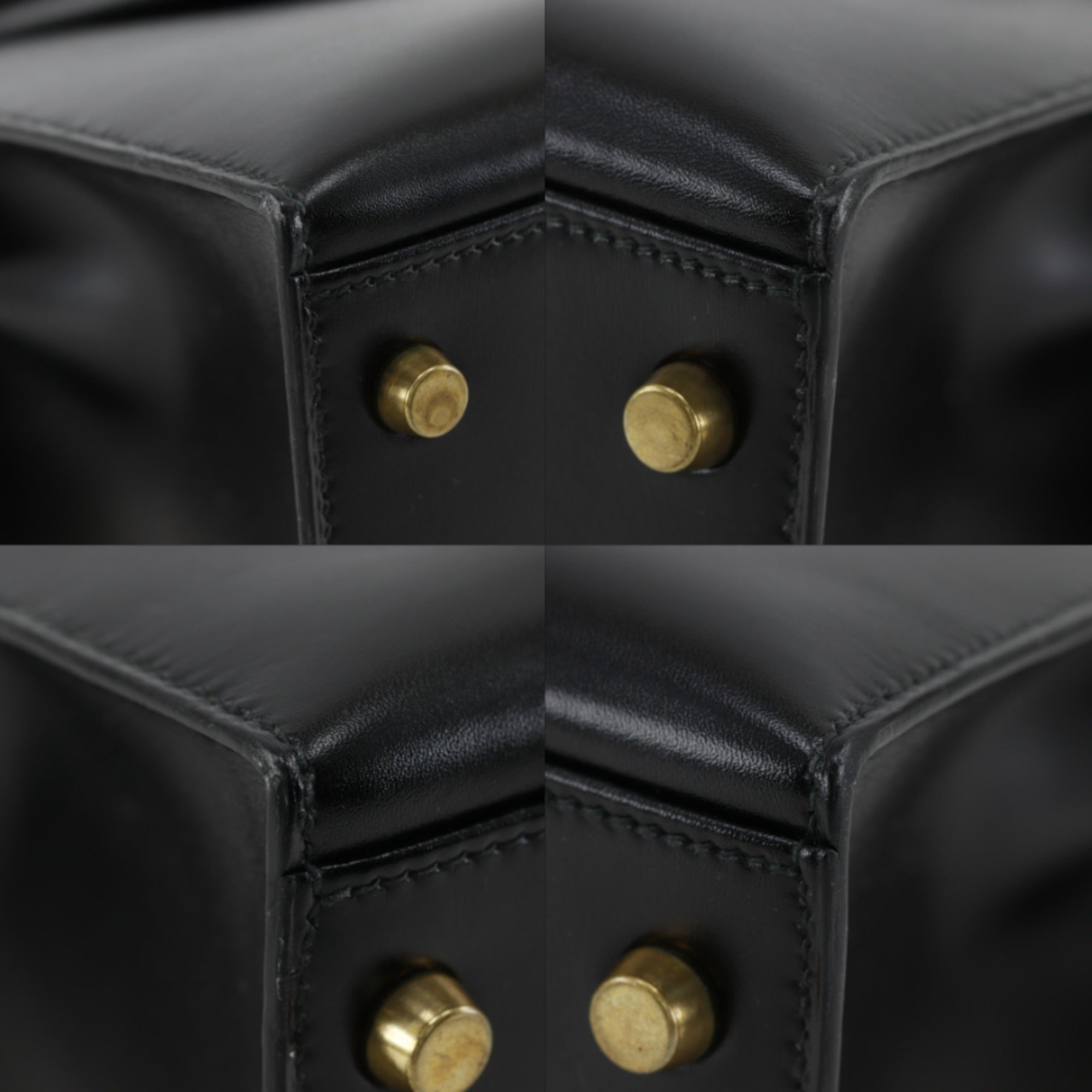 Hermes Kelly Black Box Calf Leather Handbag (Pre-Owned)
