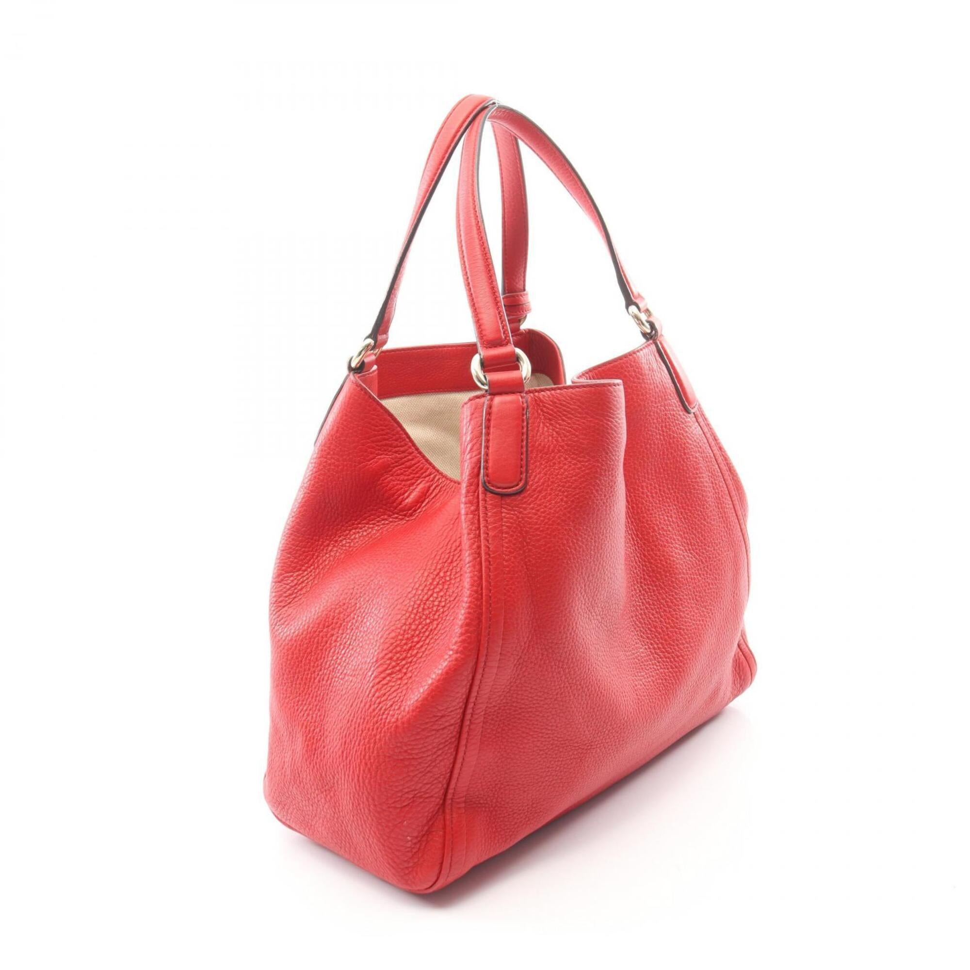 Gucci Red Color Leather Handbag Tote Bag (Pre-Owned)