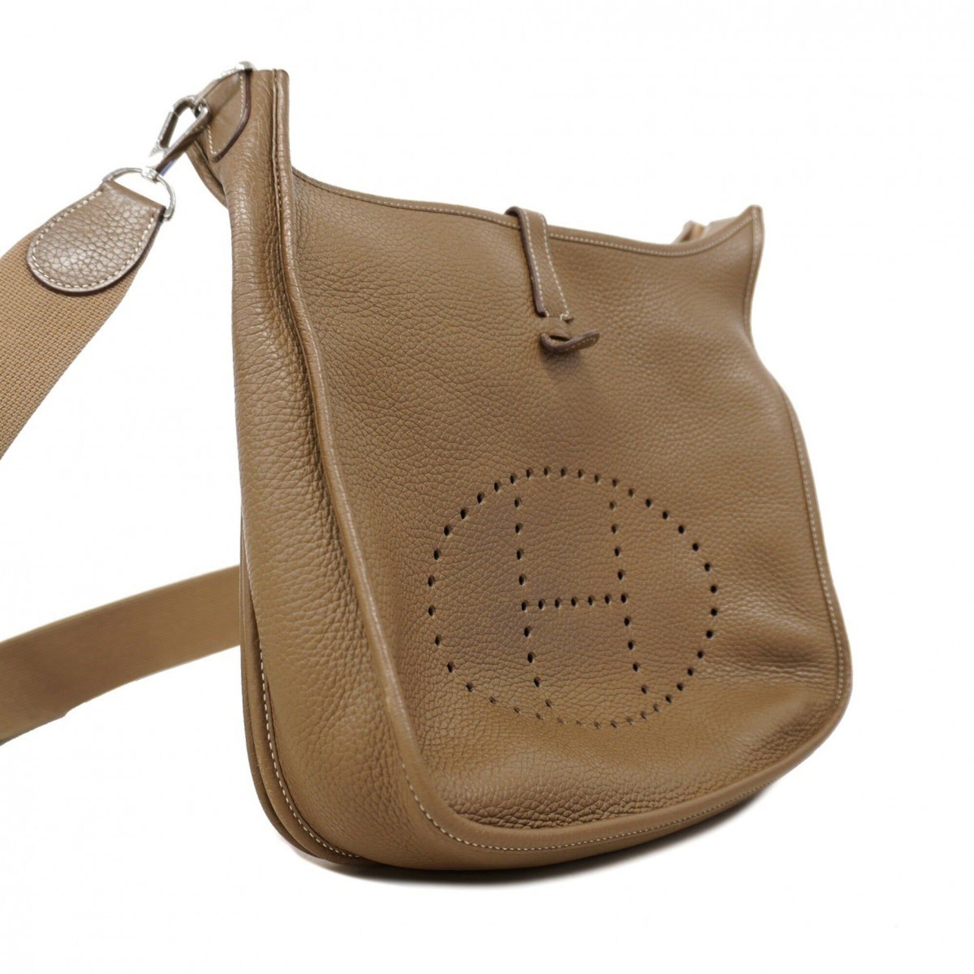Hermes Etoupe Gray Taurillon Clemence Leather Shoulder Bag (Pre-Owned)