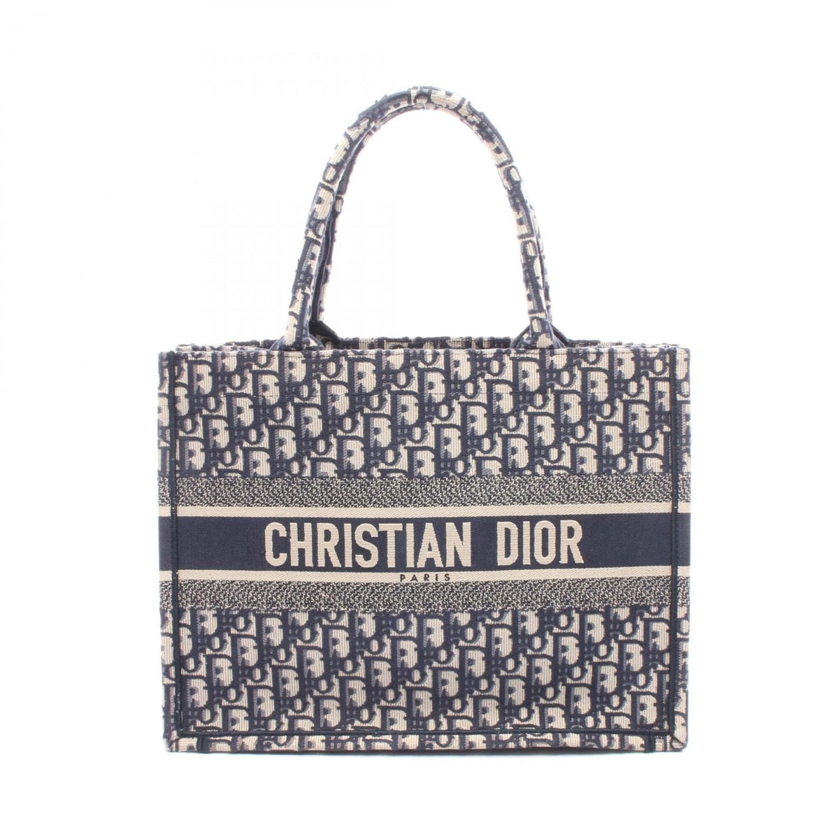 Christian Dior Beige Navy Canvas Handbag Tote Bag (Pre-Owned)