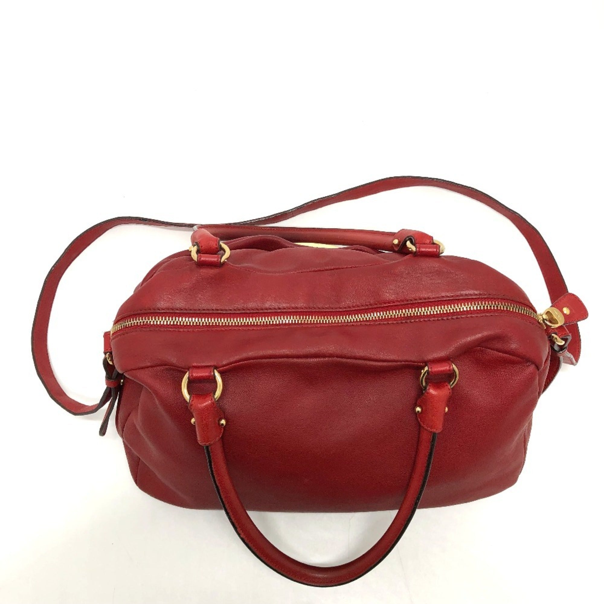 Salvatore Ferragamo Red Color Leather Handbag (Pre-Owned)