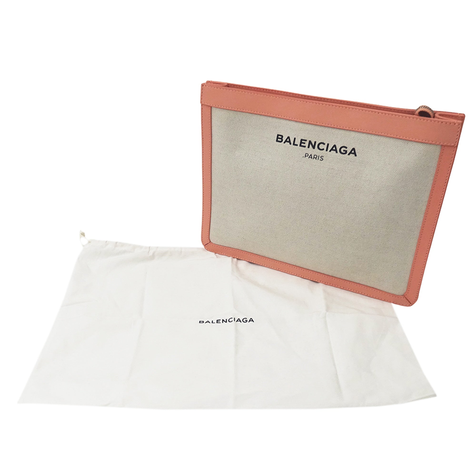 Balenciaga Pink White Canvas Clutch Bag Handbag (Pre-Owned)