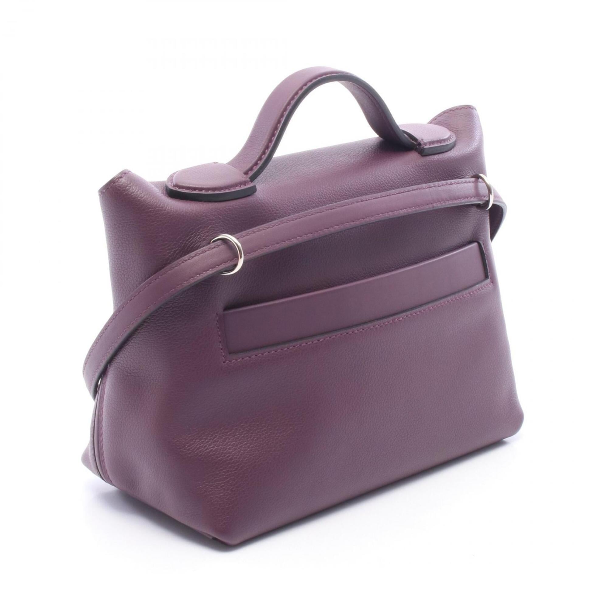 Hermes Bordeaux Brique Brown Cassis Purple Leather Handbag (Pre-Owned)