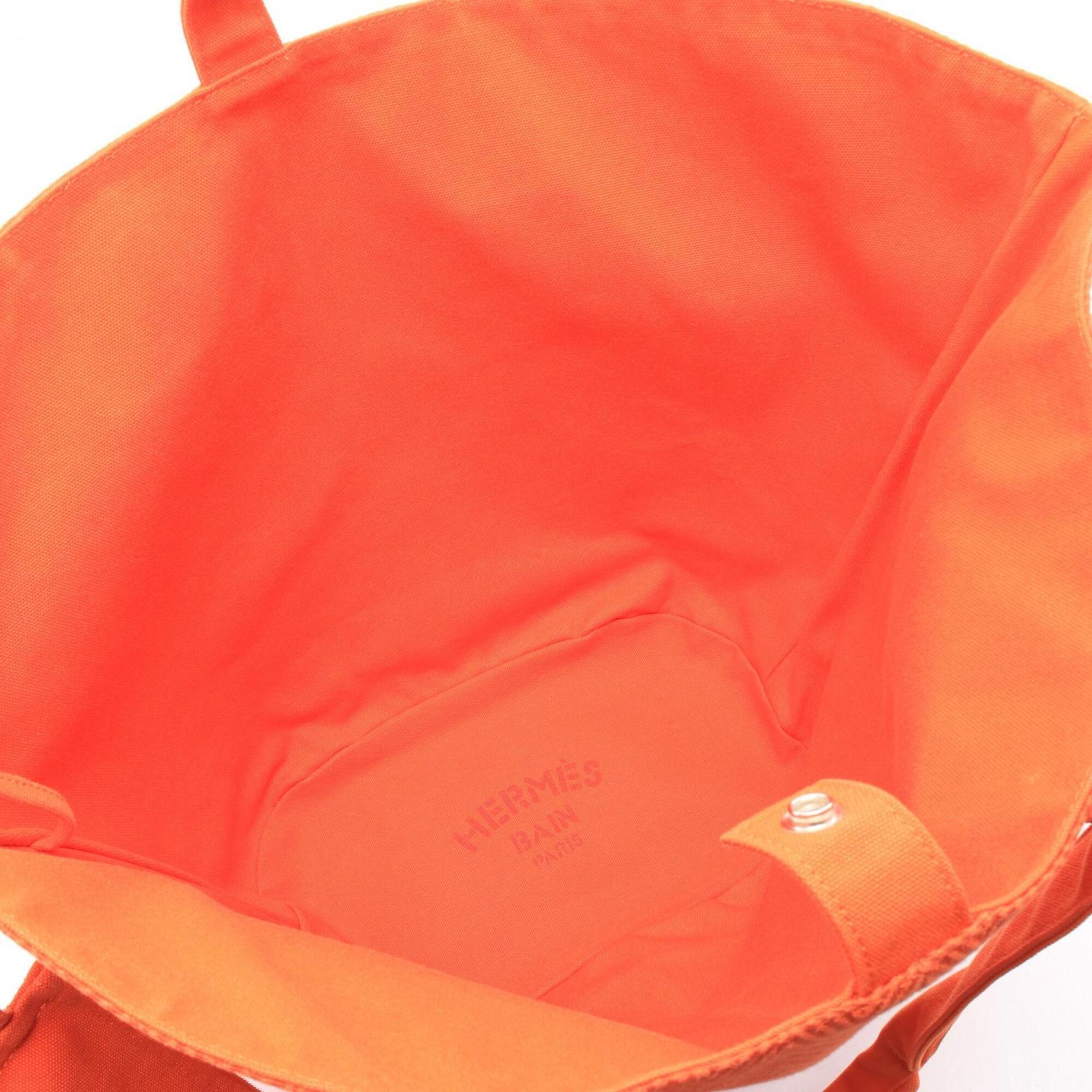 Hermes Orange Toile Chevron Handbag Tote Bag (Pre-Owned)