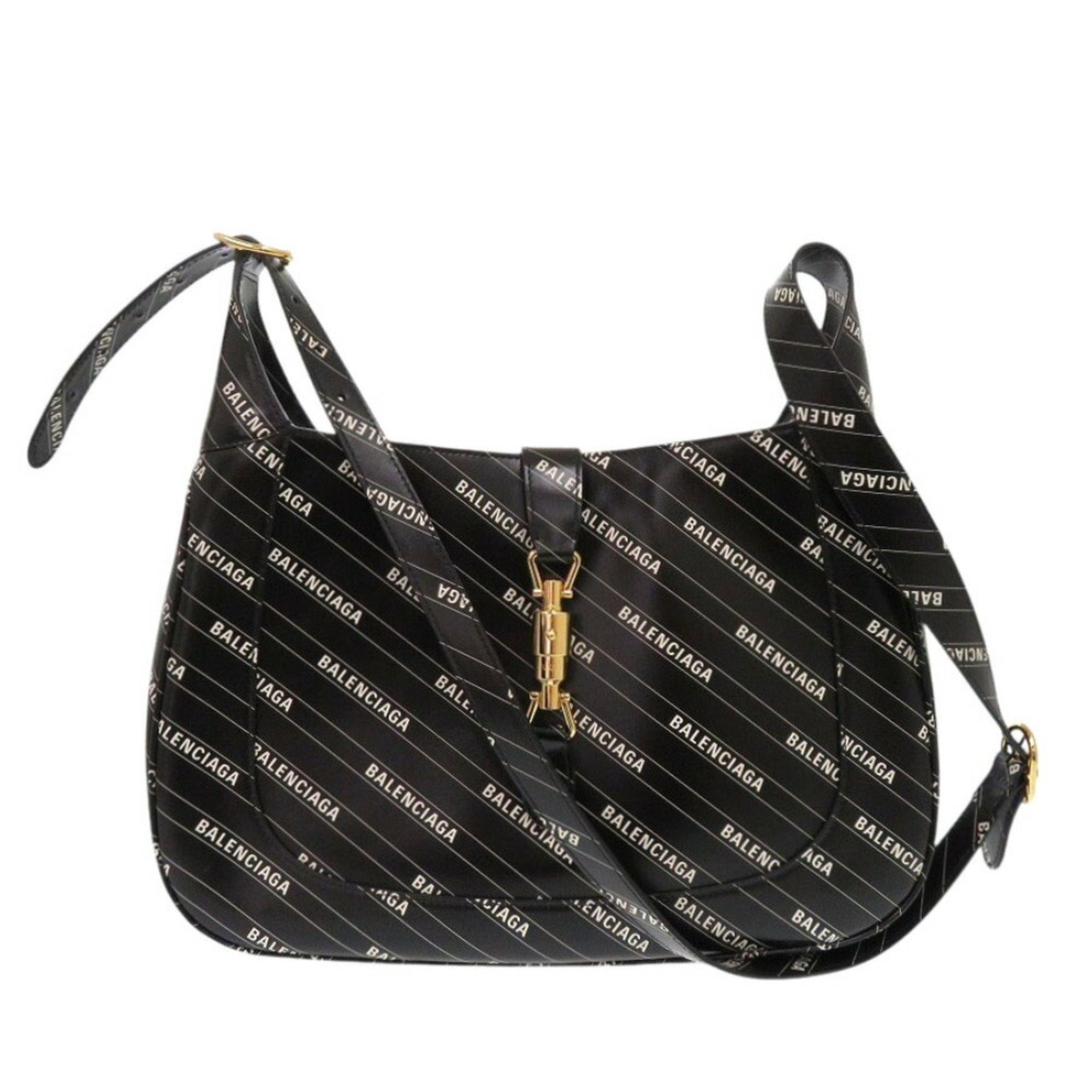 Gucci Black White Leather Shoulder Bag (Pre-Owned)