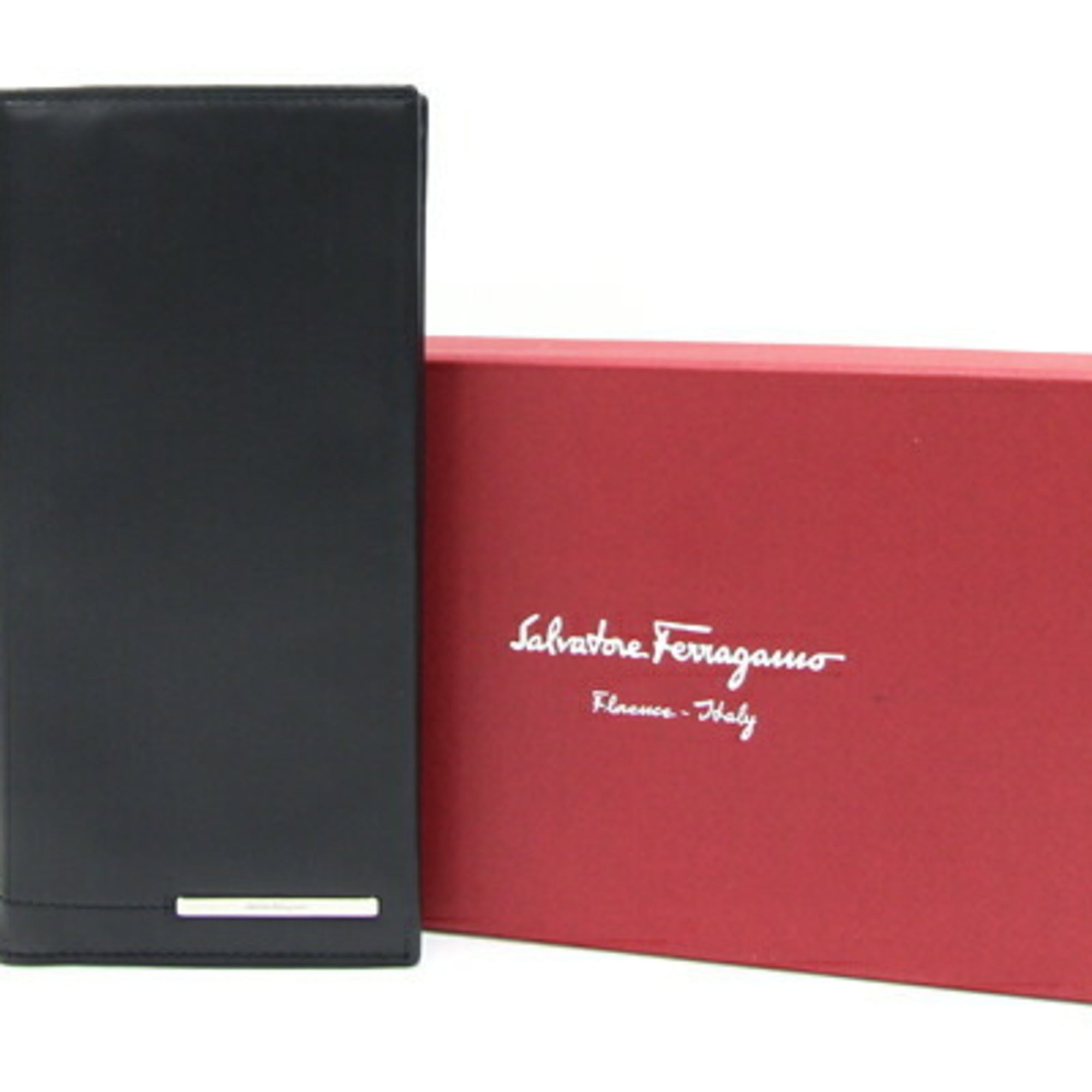 Salvatore Ferragamo Black Leather Long Wallet (Bi-Fold) (Pre-Owned)