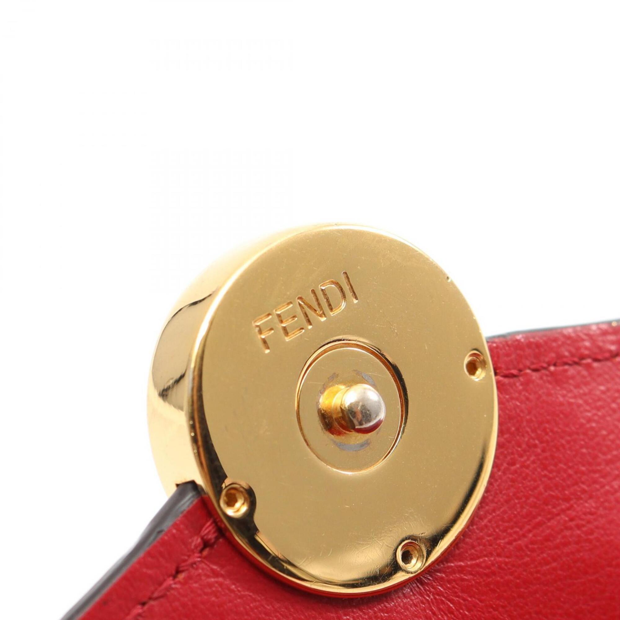 Fendi Red Color Leather Long Wallet (Bi-Fold) (Pre-Owned)