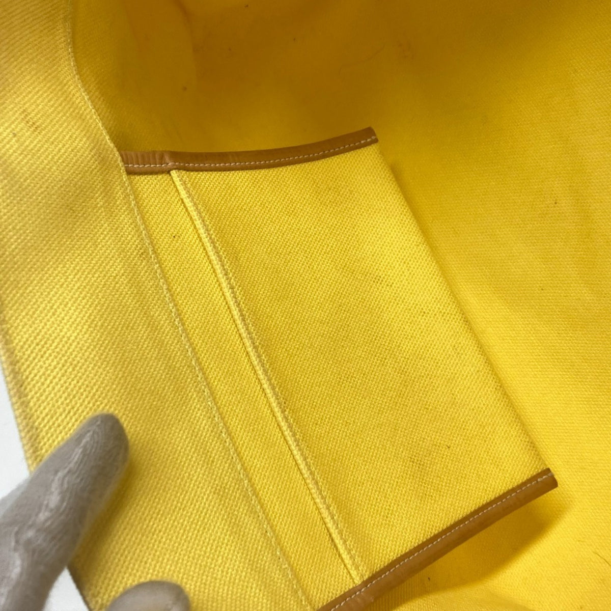 Hermes Yellow Leather Canvas Shoulder Bag Tote Bag (Pre-Owned)