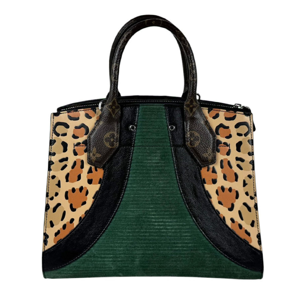 Louis Vuitton Brown Green Monogram Monogram Leather Suede Handbag Shoulder Bag (Pre-Owned)