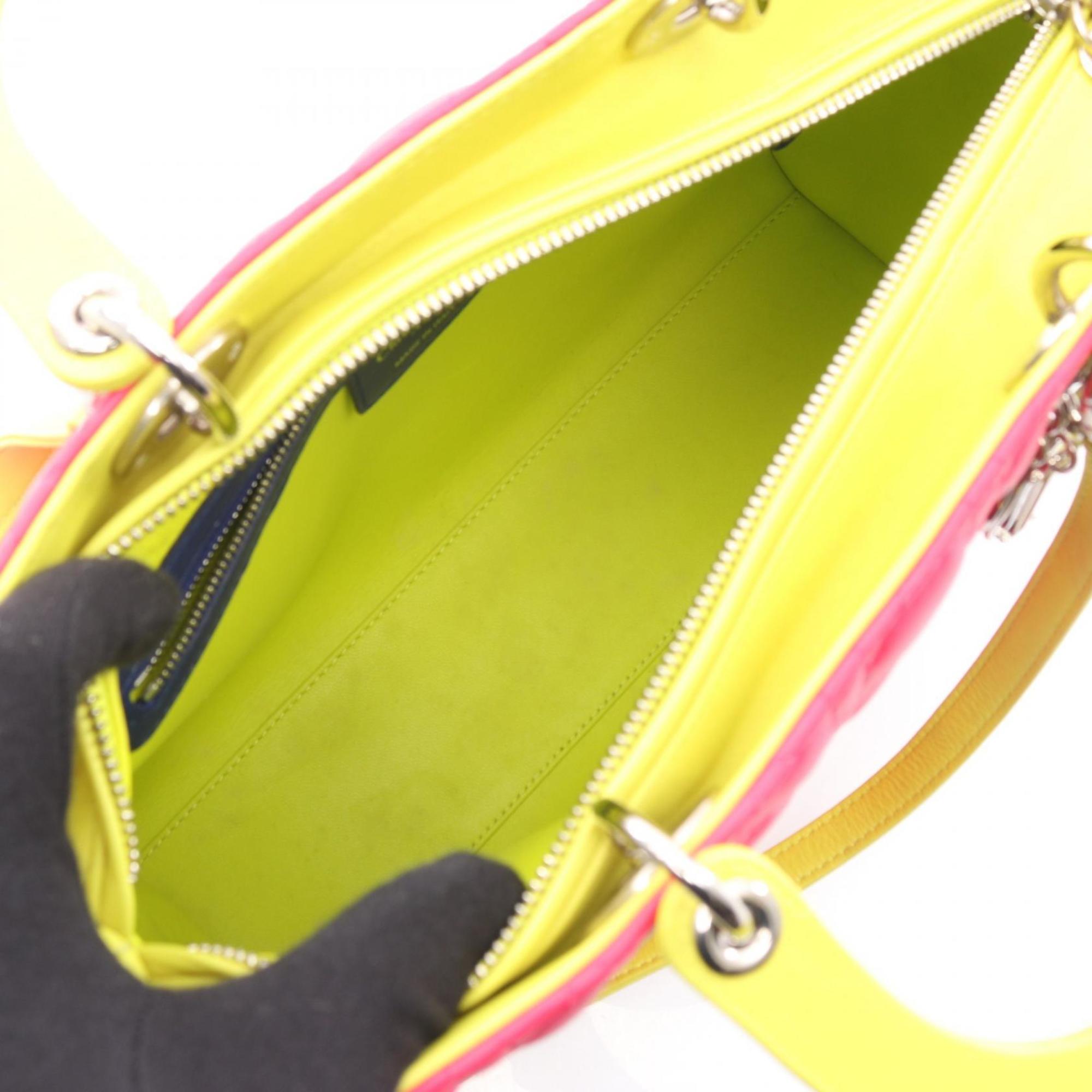 Christian Dior Blue Pink Yellow Leather Handbag (Pre-Owned)