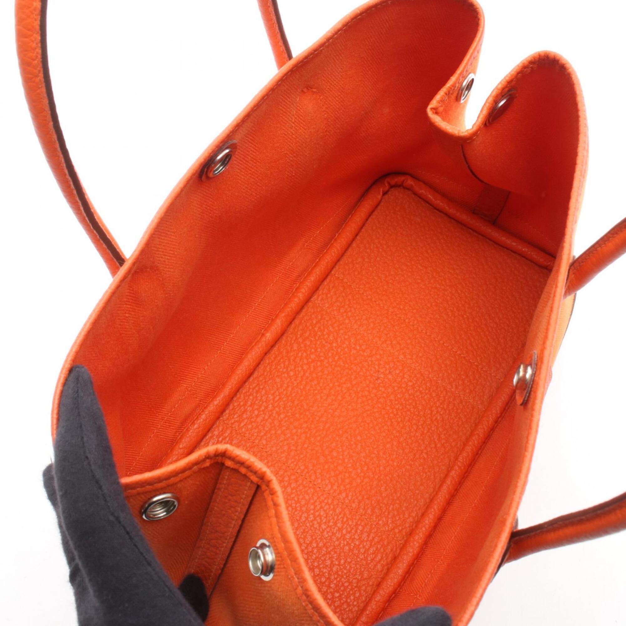 Hermes Feu Orange Toile Chevron Handbag Tote Bag (Pre-Owned)