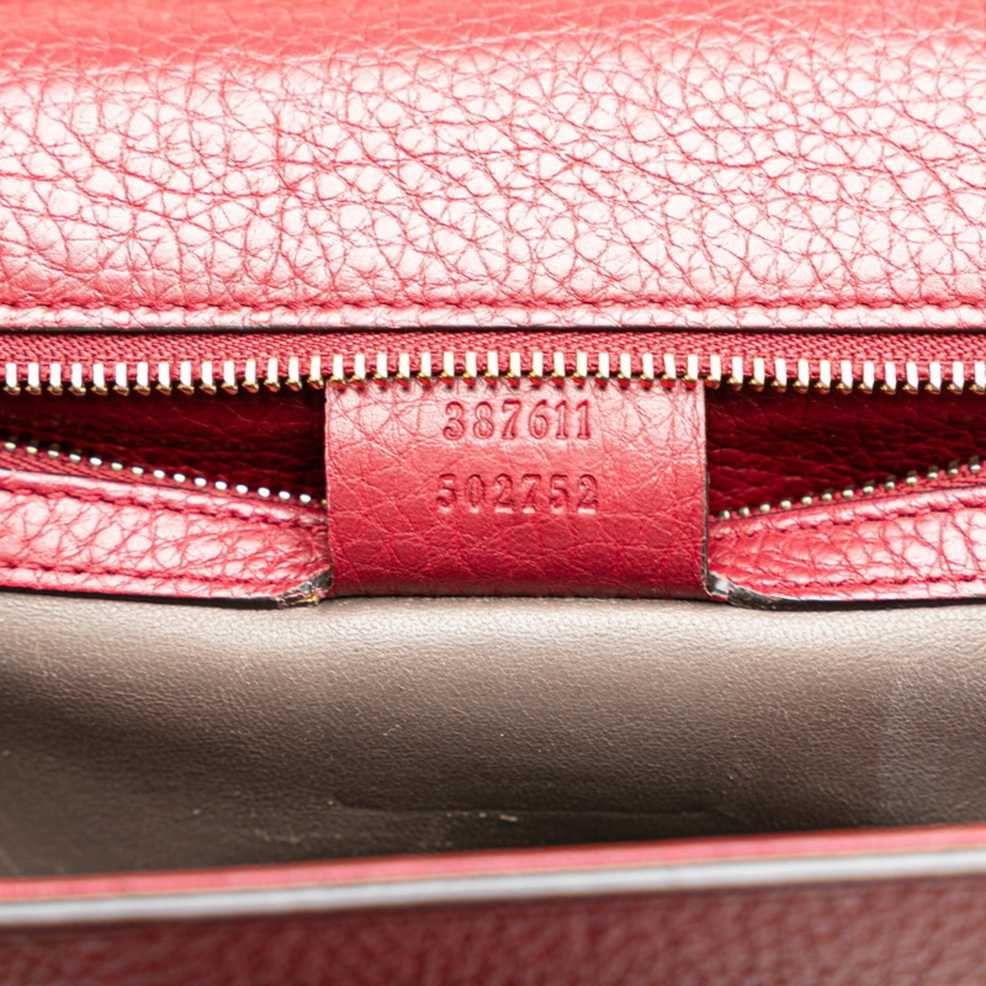 Gucci Red Color Wine Leather Shoulder Bag (Pre-Owned)