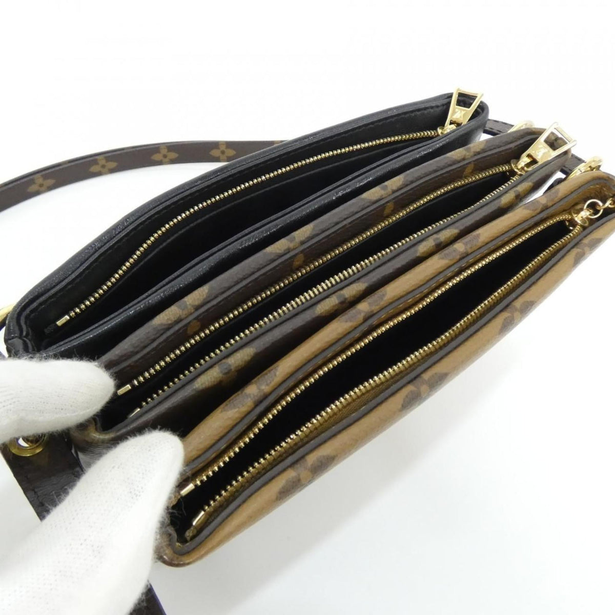 Louis Vuitton Monogram Black Marron Coated Canvas Leather Pochette Shoulder Bag (Pre-Owned)