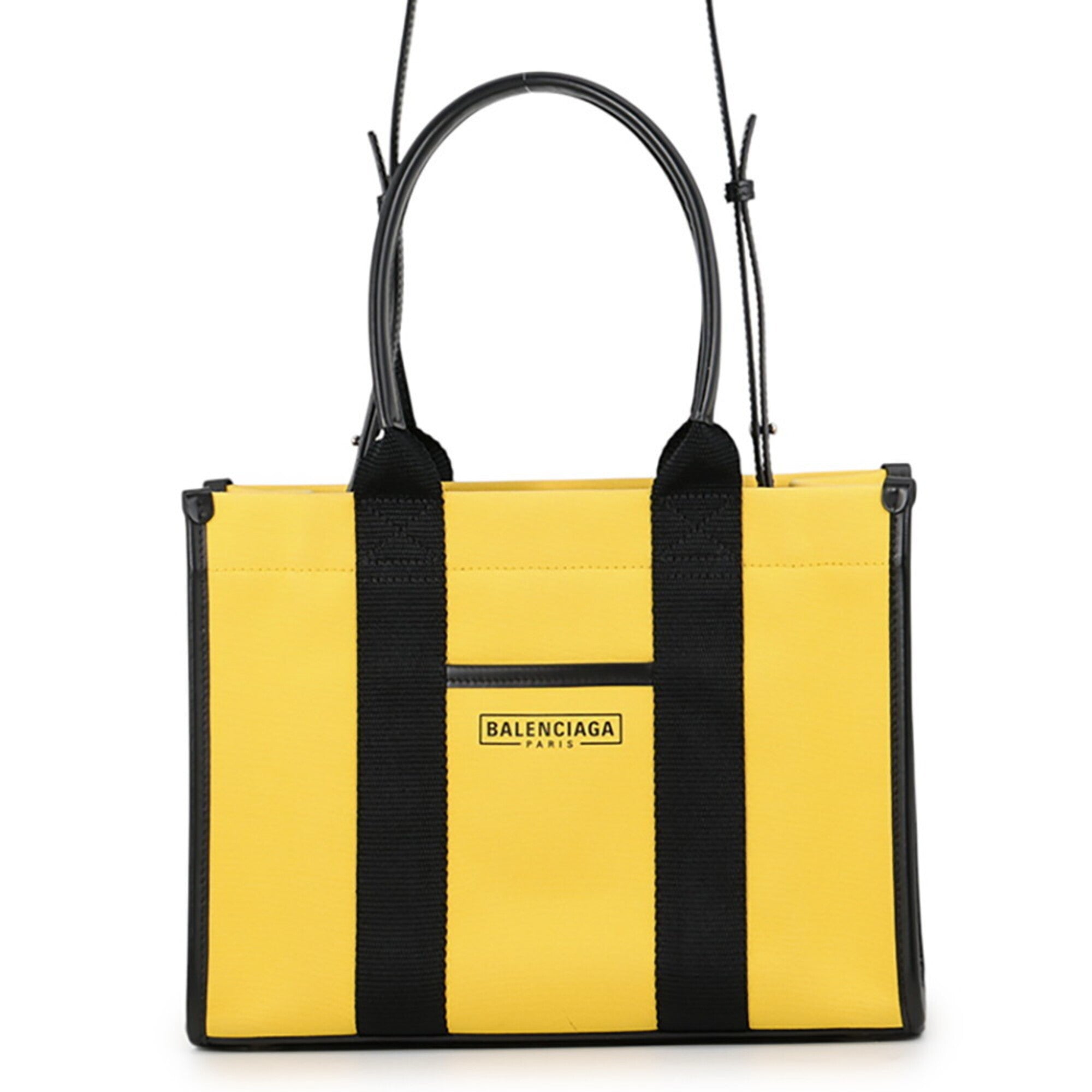 Balenciaga Black Yellow Canvas Leather Handbag (Pre-Owned)