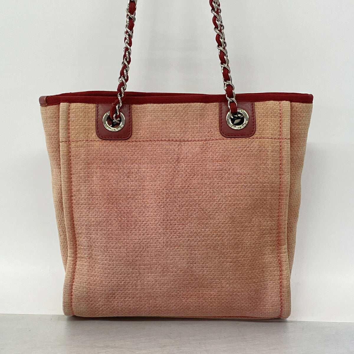 Chanel Red Color Canvas Tote Bag (Pre-Owned)