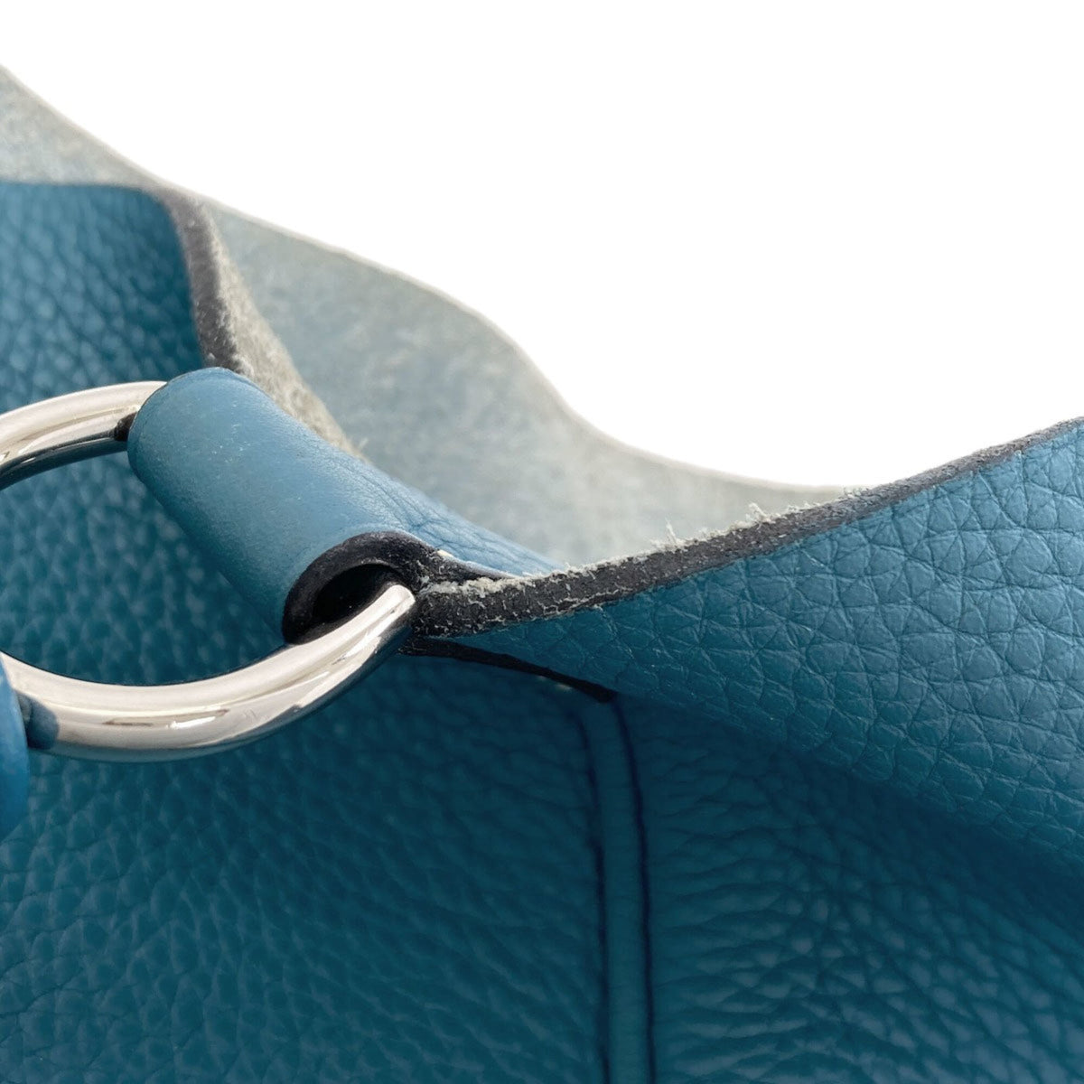 Hermes Blue Blue Jean Taurillon Clemence Leather Handbag (Pre-Owned)