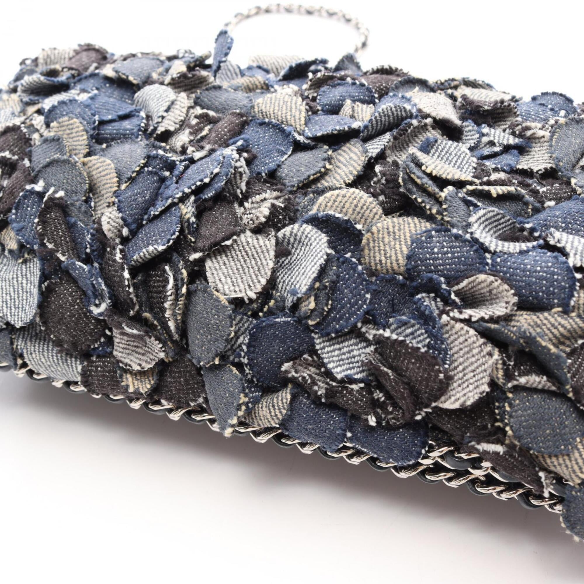 Chanel Camellia Black Navy Denim Handbag Shoulder Bag (Pre-Owned)