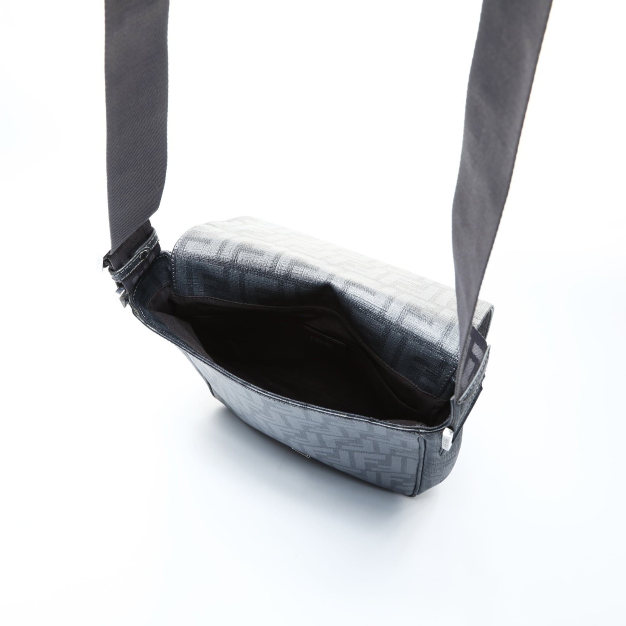 Fendi Zucca Gray Pvc Shoulder Bag (Pre-Owned)