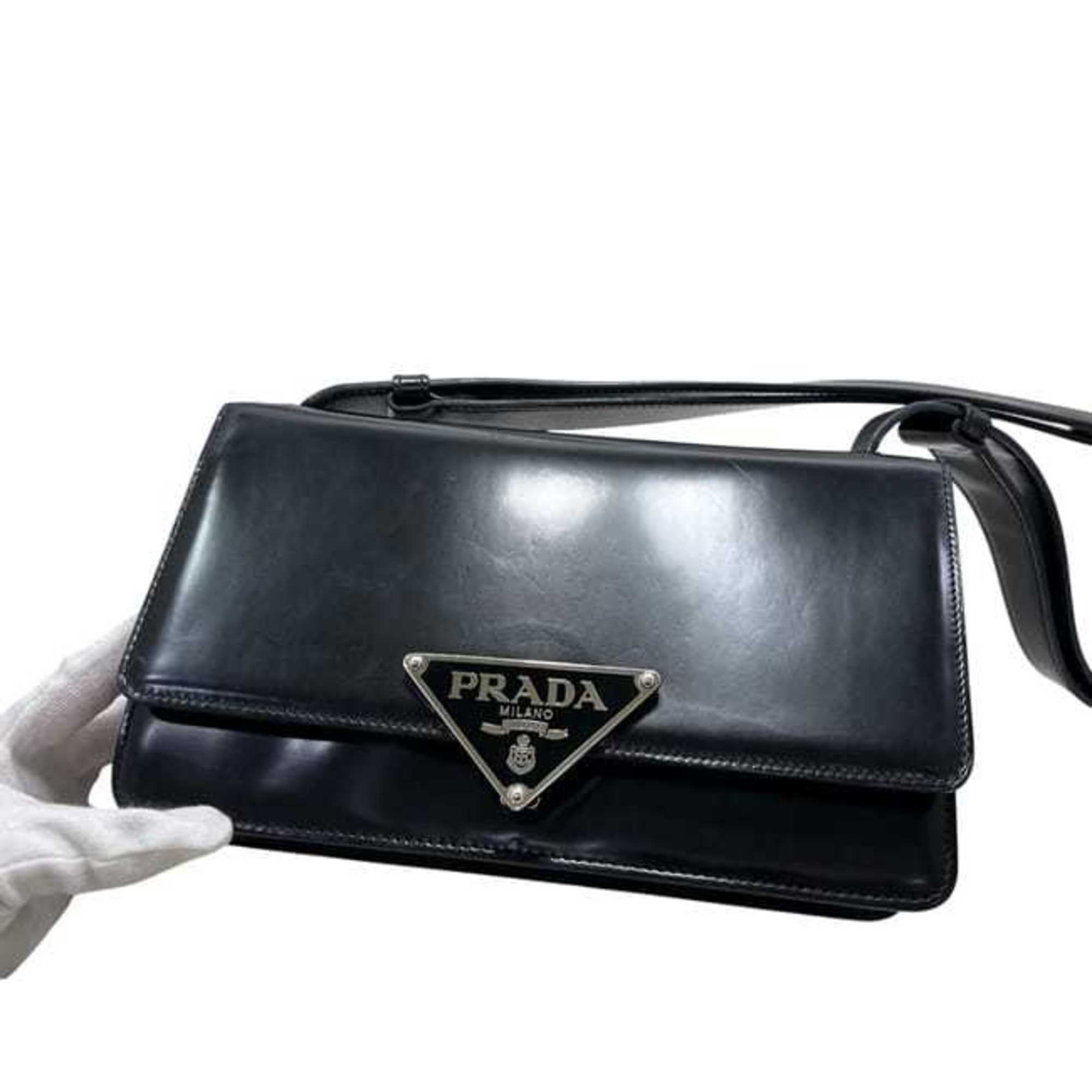 Prada Black Nero Leather Shoulder Bag (Pre-Owned)