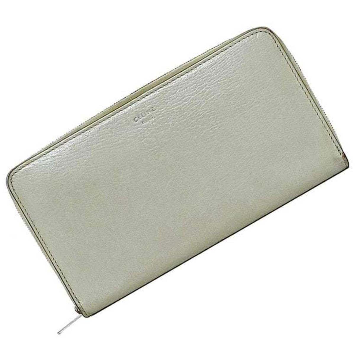 Celine Gray Leather Long Wallet (Bi-Fold) (Pre-Owned)