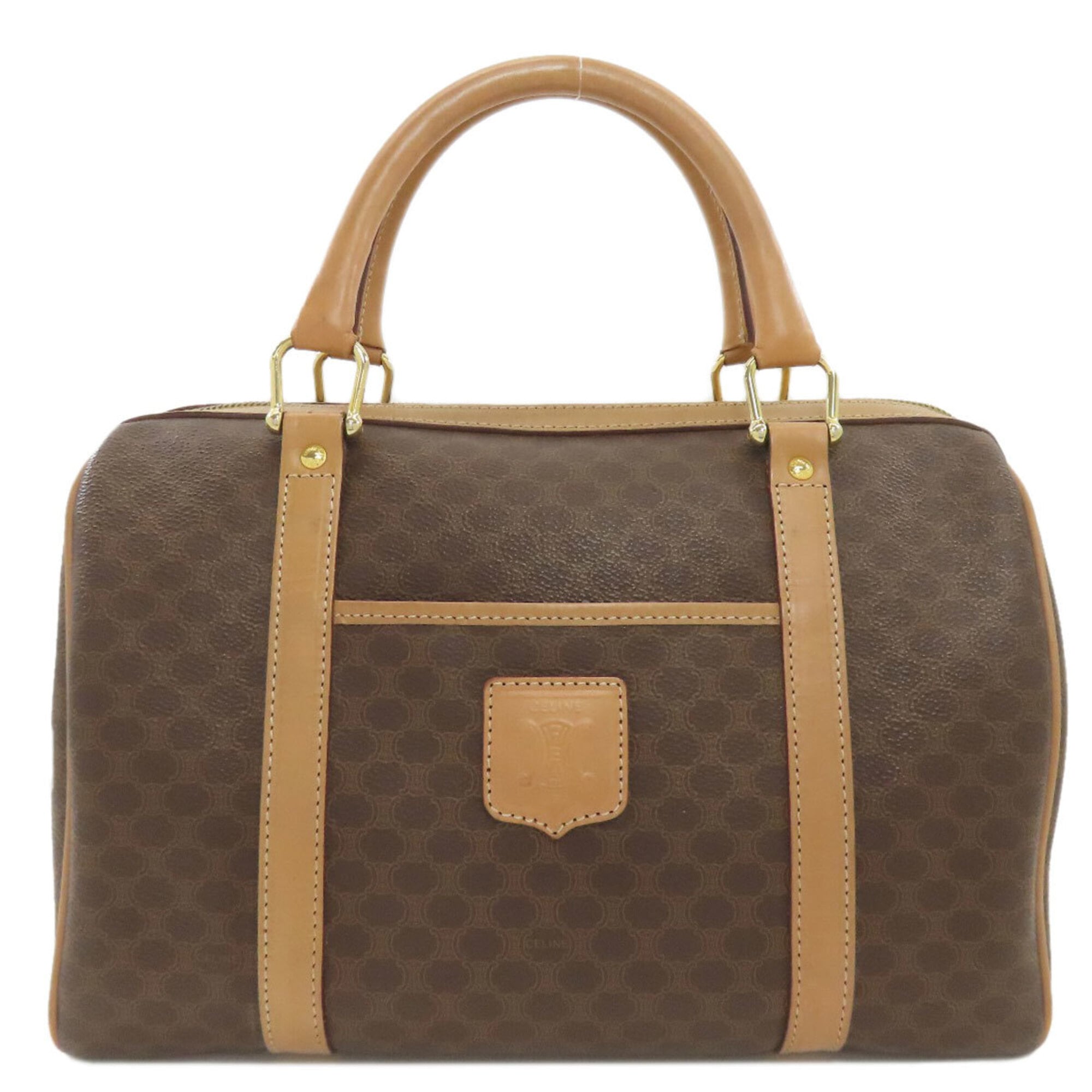 Celine Brown Pvc Leather Boston Bag Handbag (Pre-Owned)