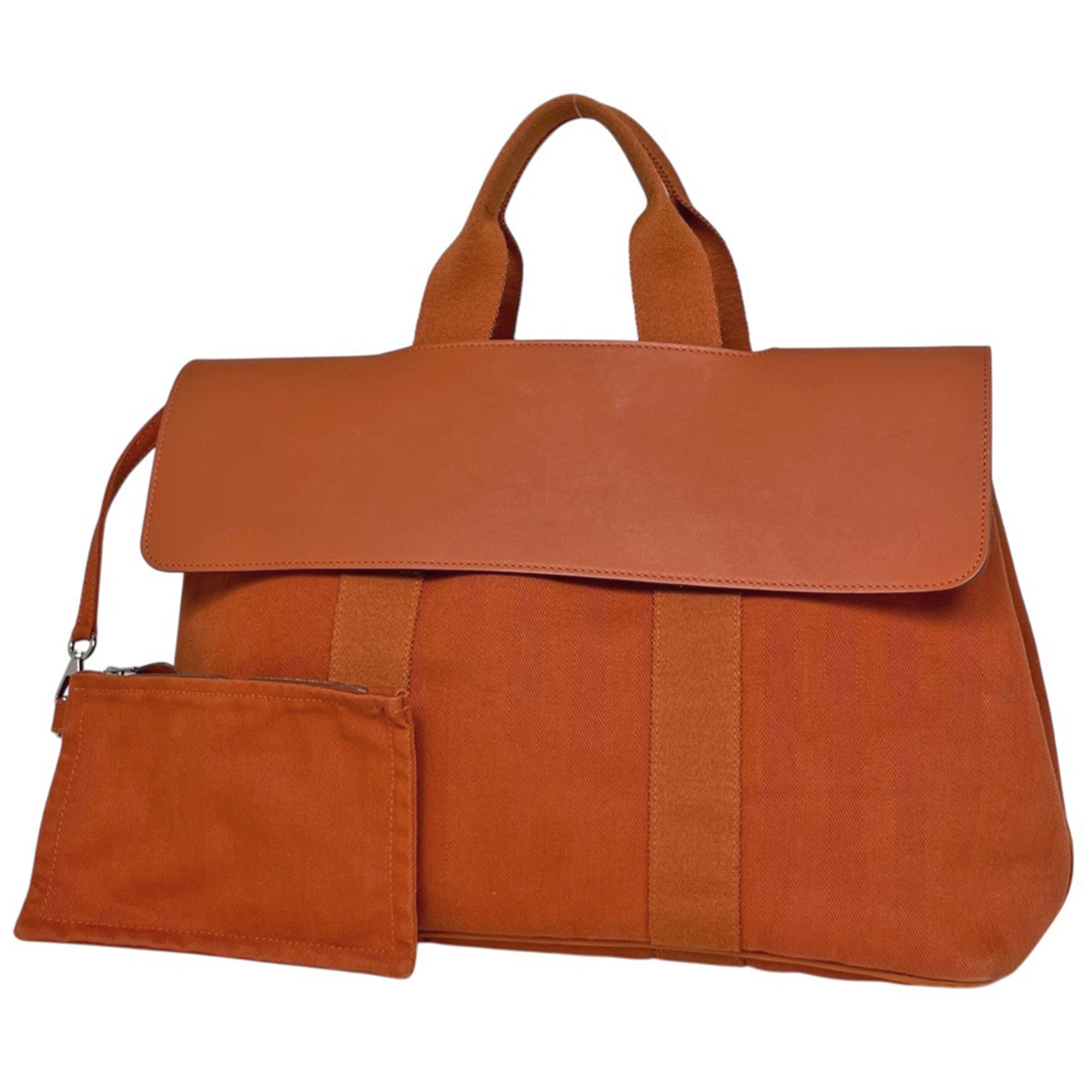 Hermes Potiron Toile Chevron Handbag (Pre-Owned)