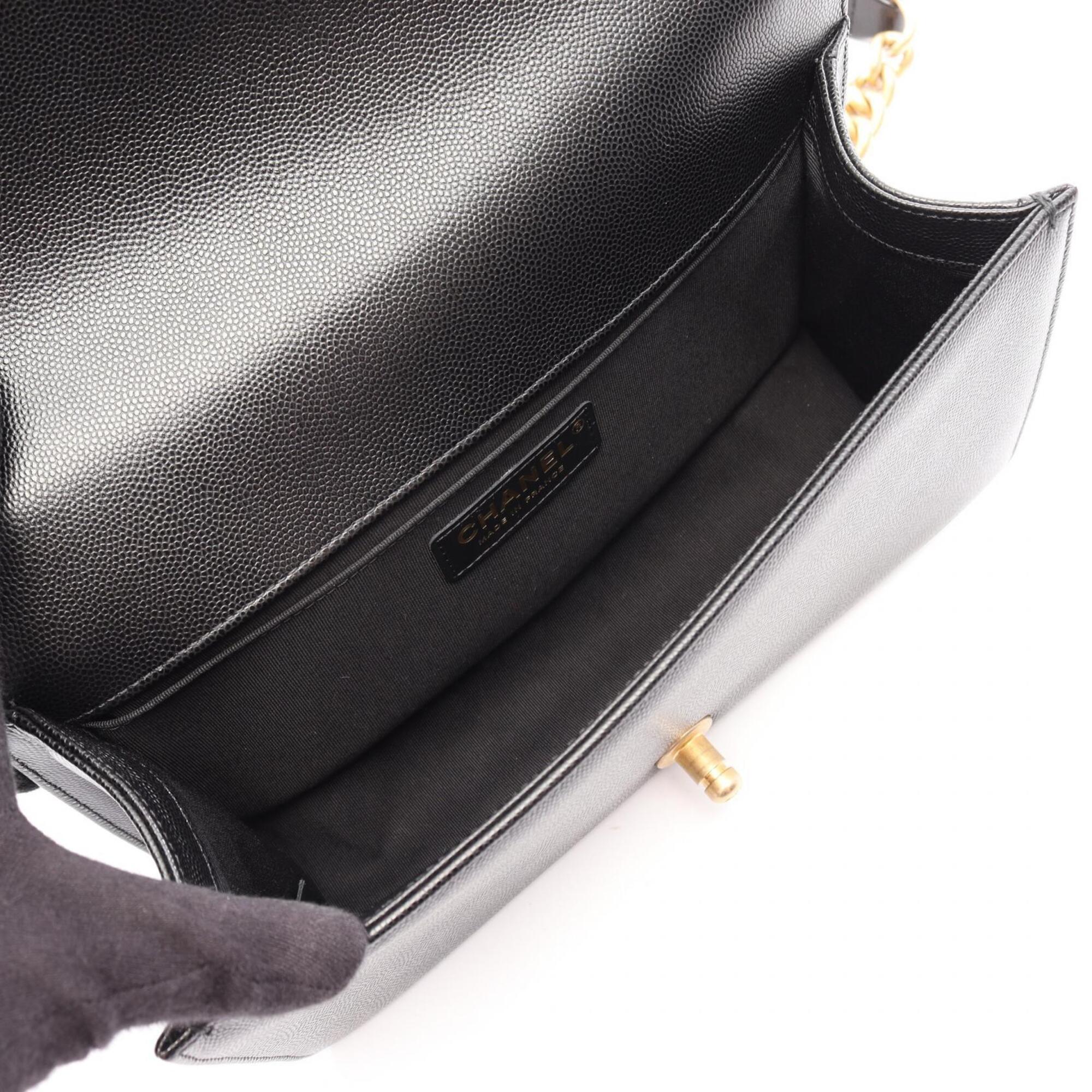 Chanel Black Grained Calfskin Handbag Shoulder Bag (Pre-Owned)