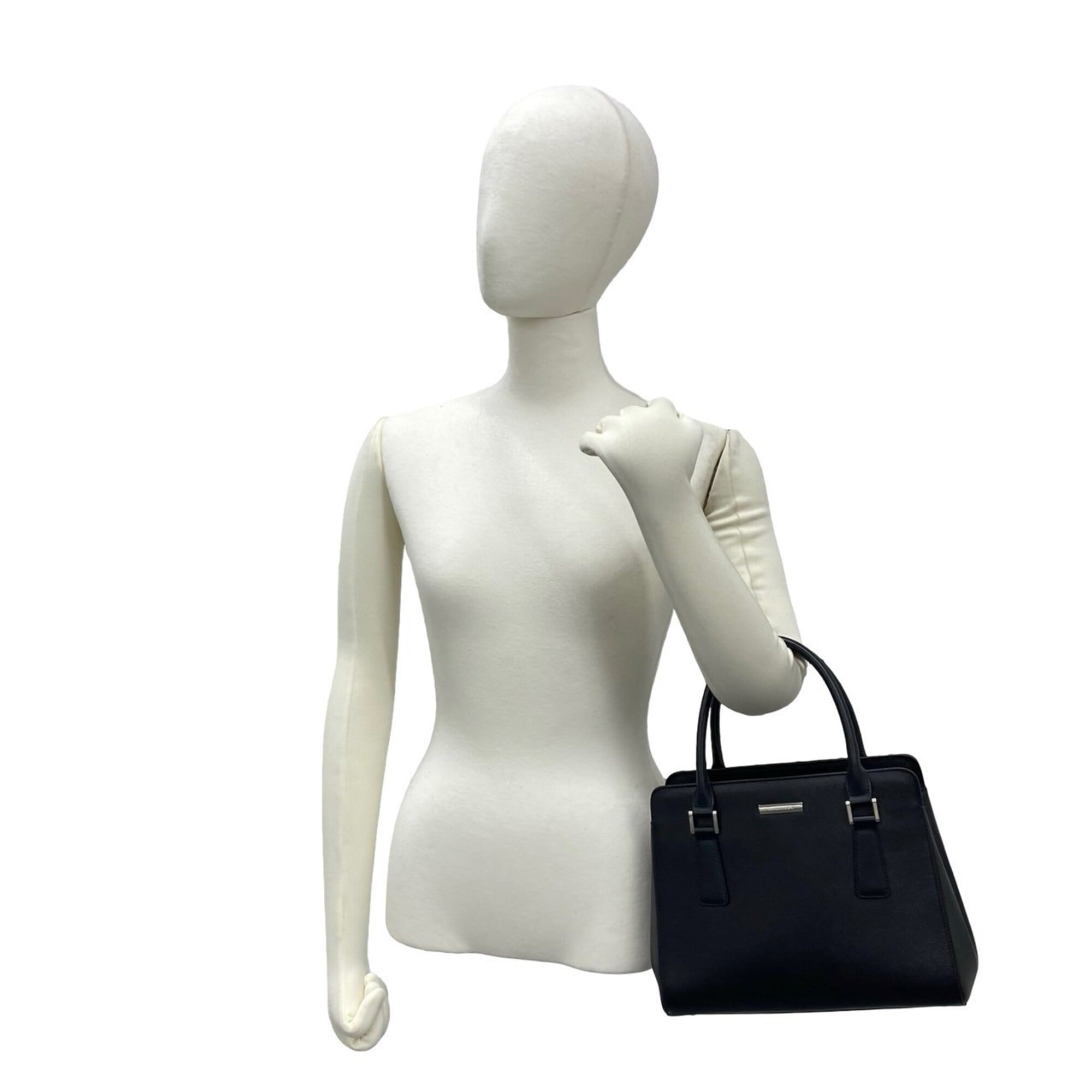 Burberry Black Leather Boston Bag Handbag Tote Bag (Pre-Owned)