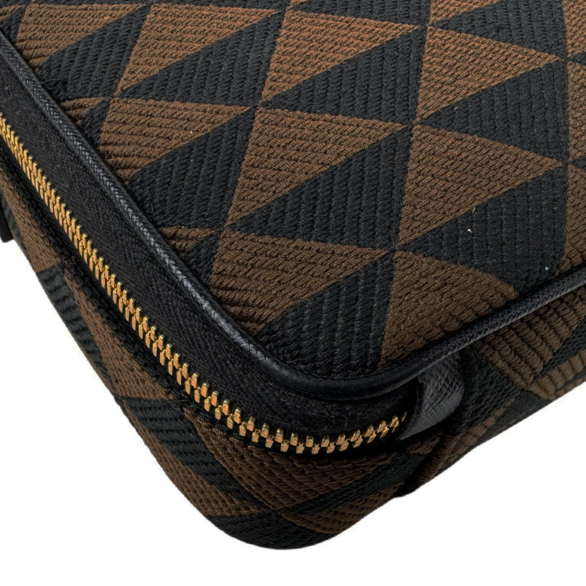 Prada Black Brown Canvas Shoulder Bag (Pre-Owned)