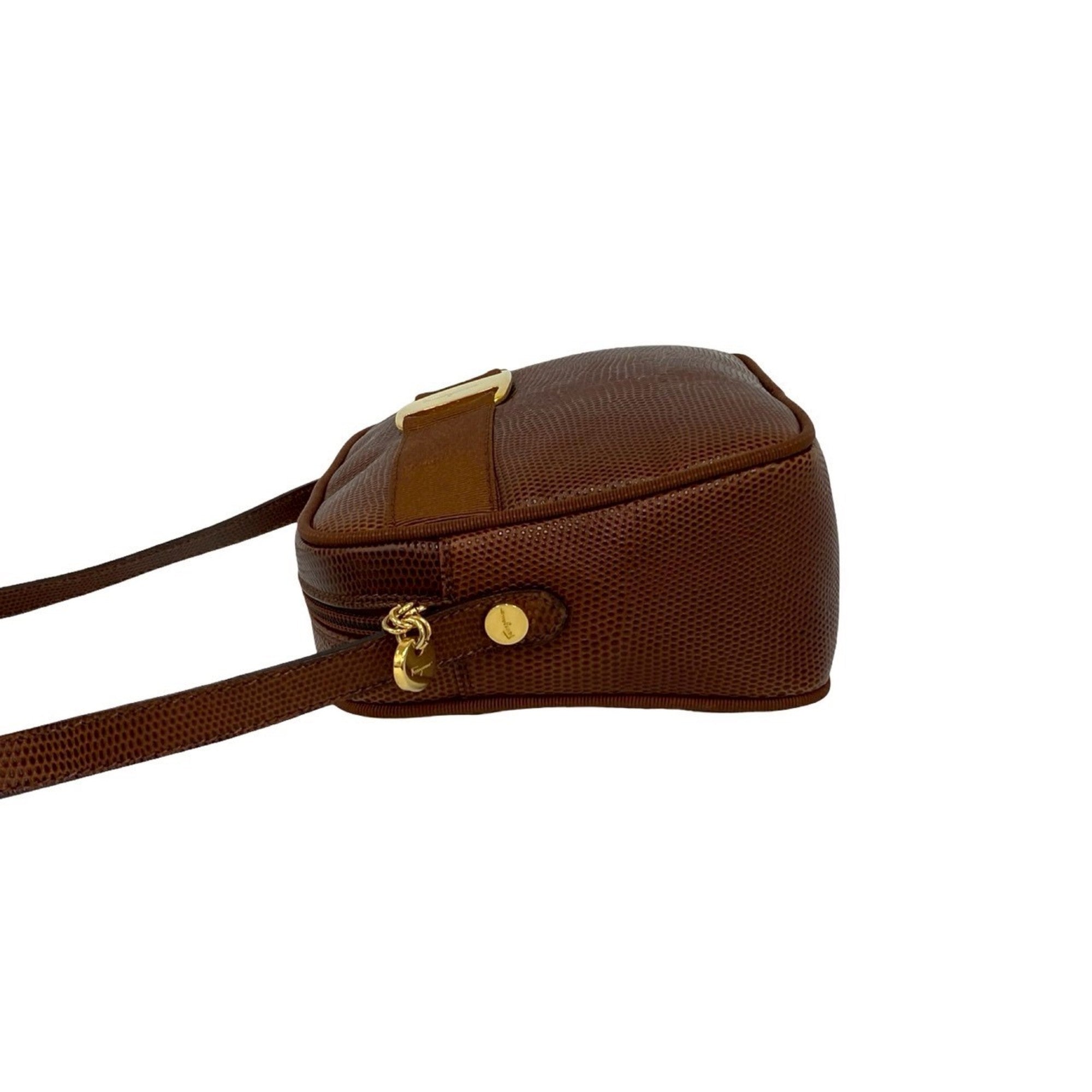 Salvatore Ferragamo Brown Leather Pochette Shoulder Bag (Pre-Owned)