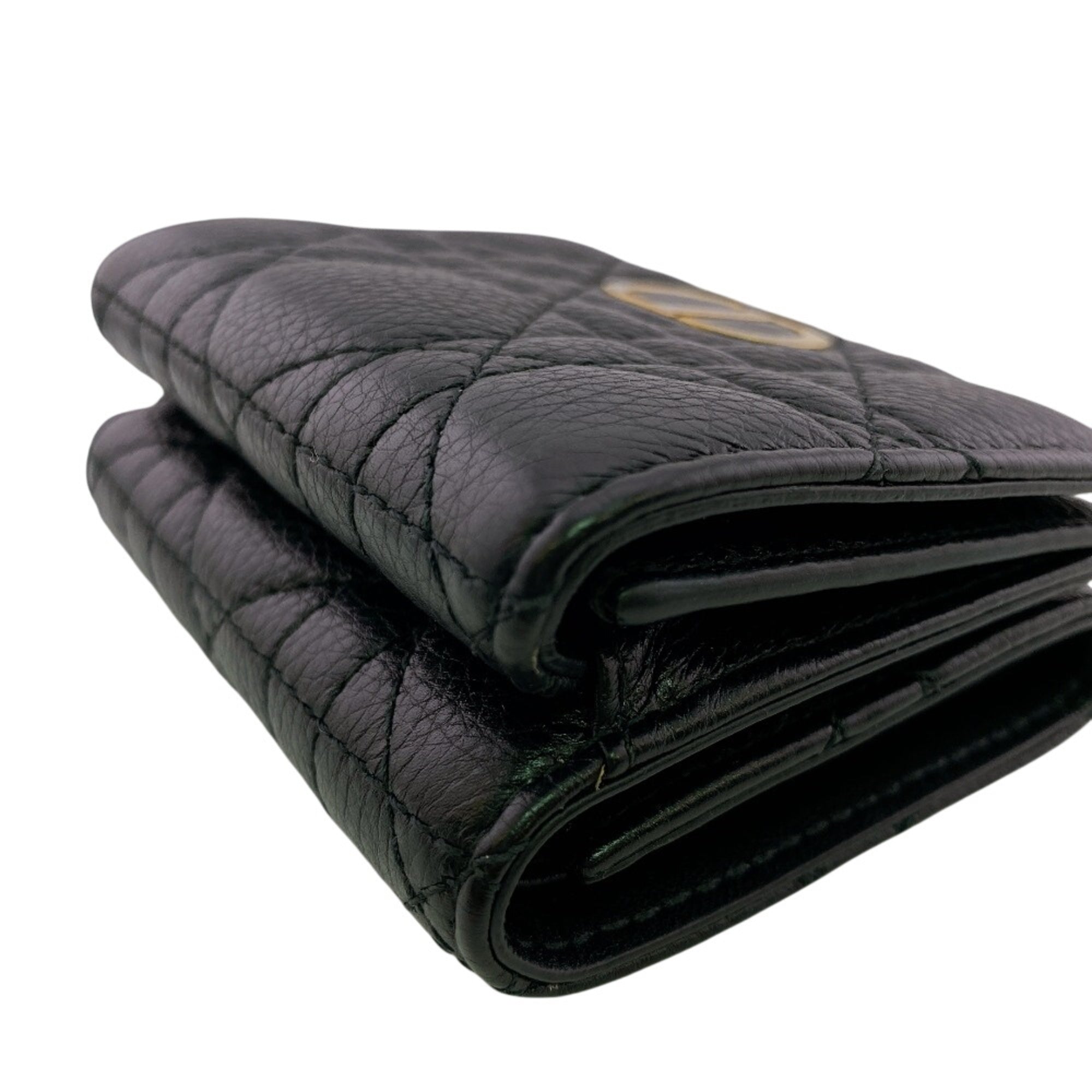 Christian Dior Black Leather Wallet (Tri-Fold) (Pre-Owned)