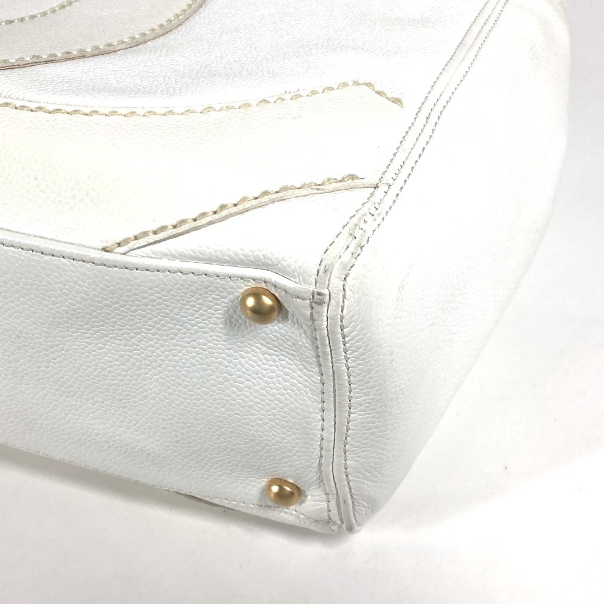 Chanel White Caviar Leather Shoulder Bag Tote Bag (Pre-Owned)