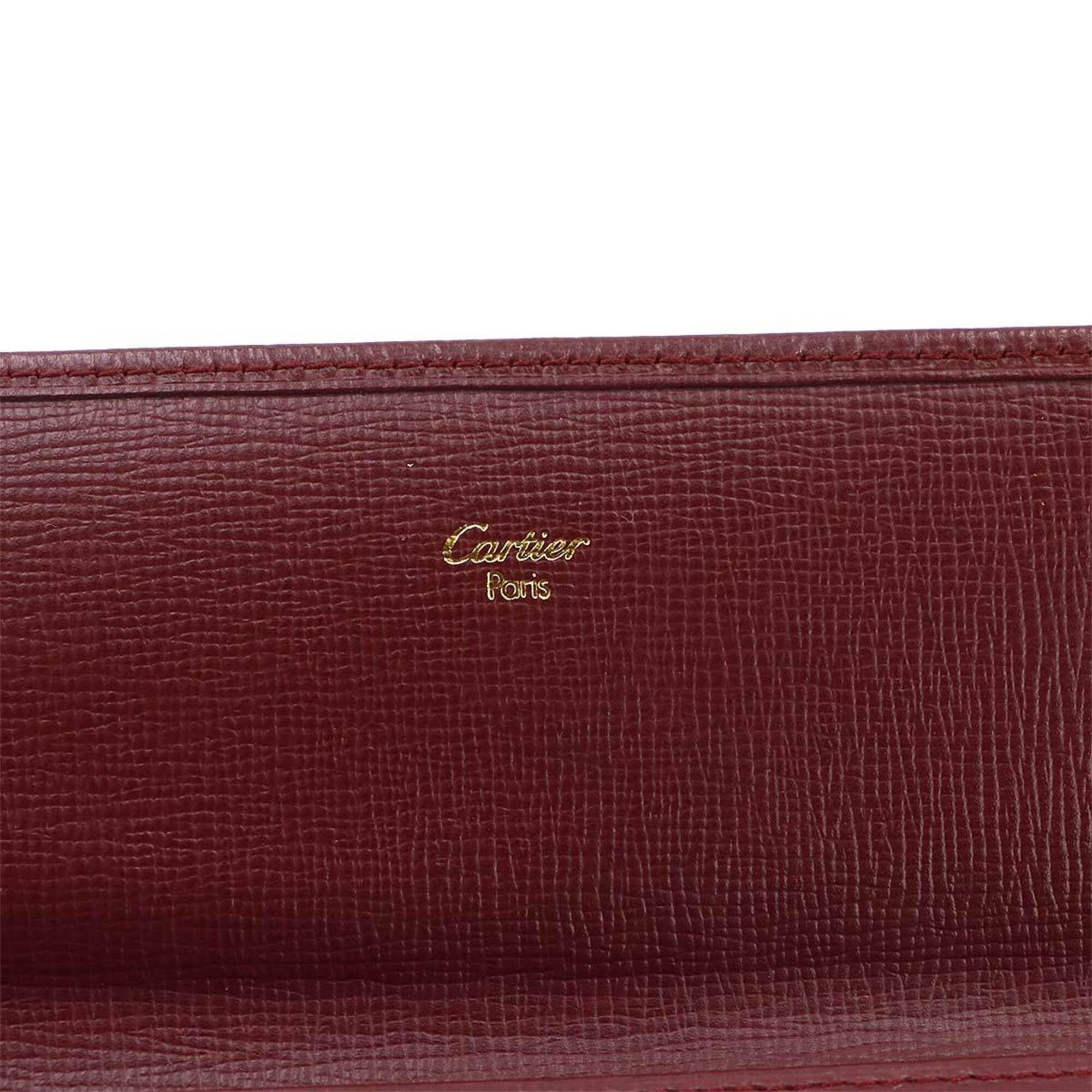 Cartier Bordeaux Leather Long Wallet (Tri-Fold) (Pre-Owned)