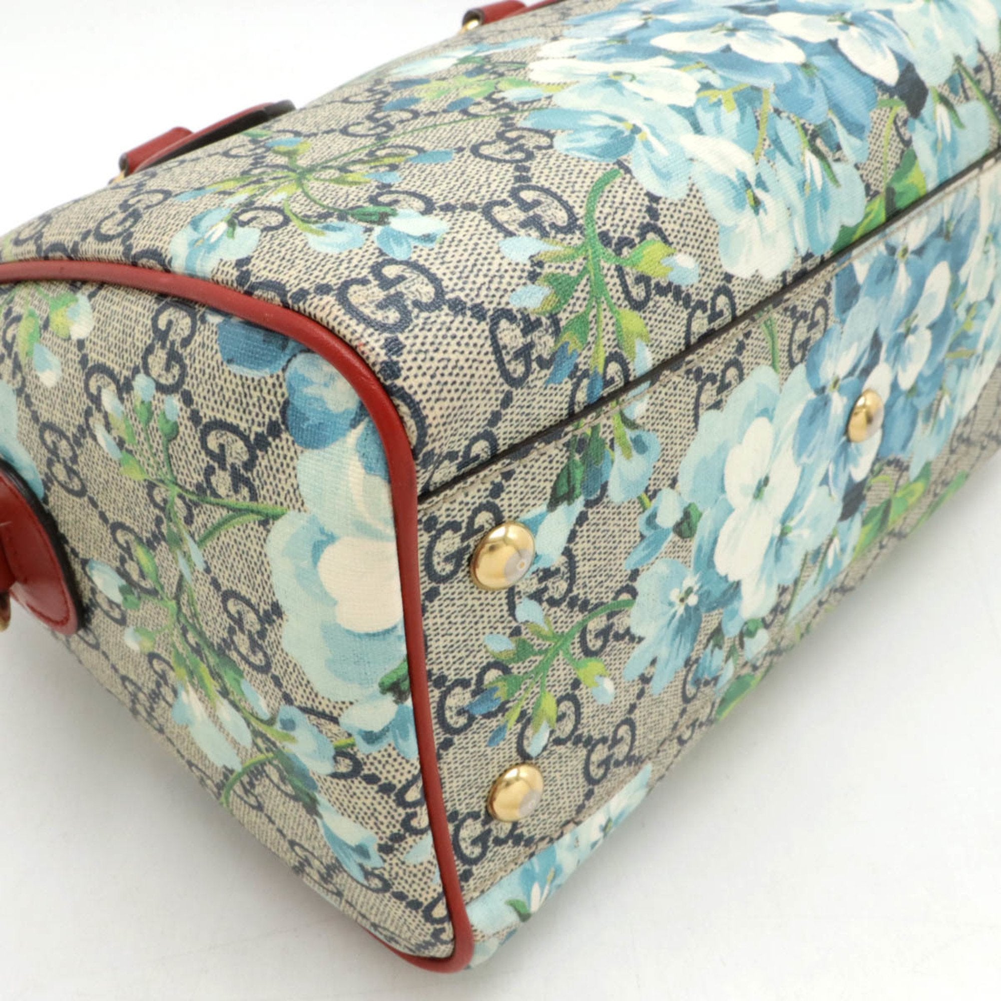 Gucci Beige Blue Multi-Color Red Color Pvc Leather Boston Bag Handbag Shoulder Bag (Pre-Owned)