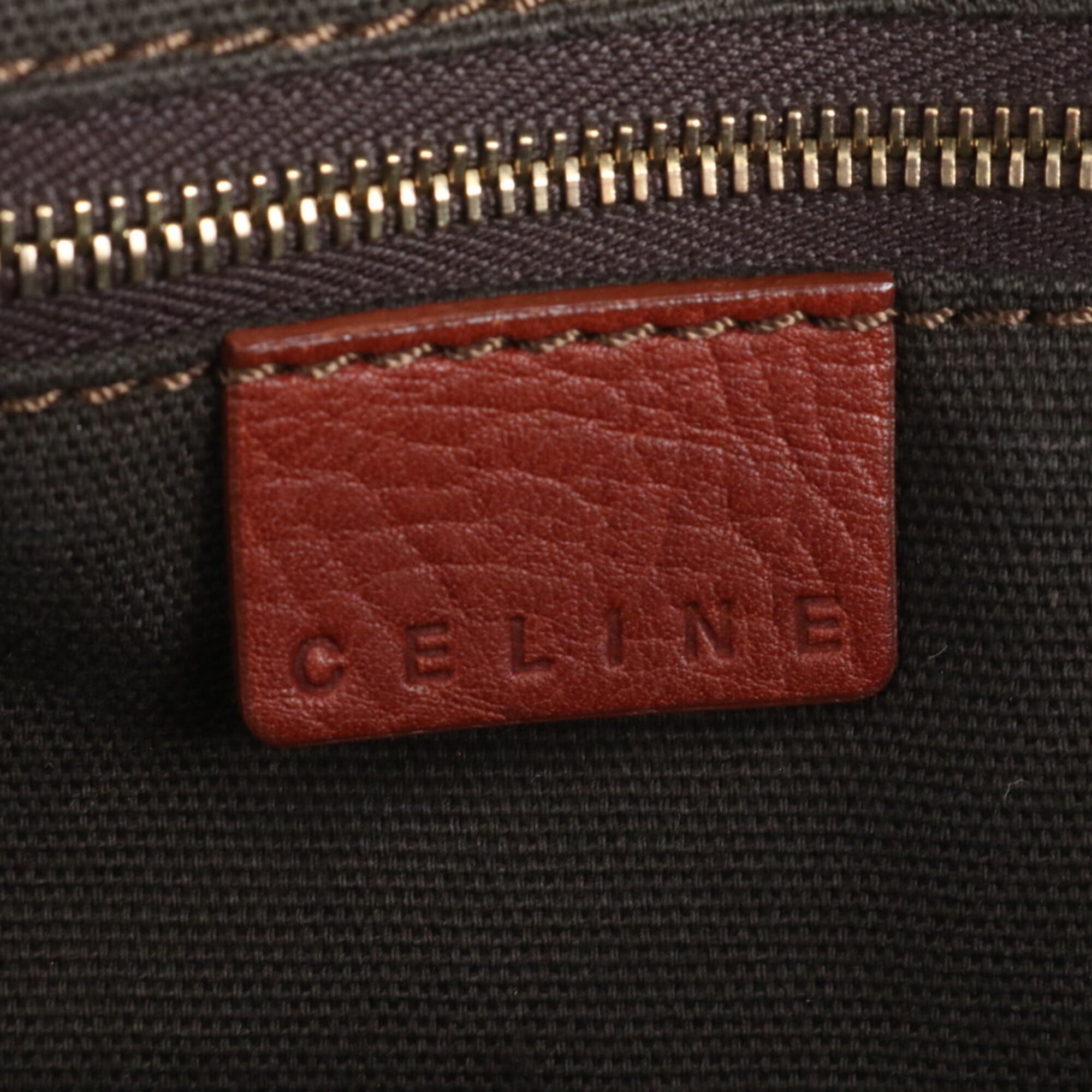 Celine Red Brown Leather Handbag Shoulder Bag (Pre-Owned)