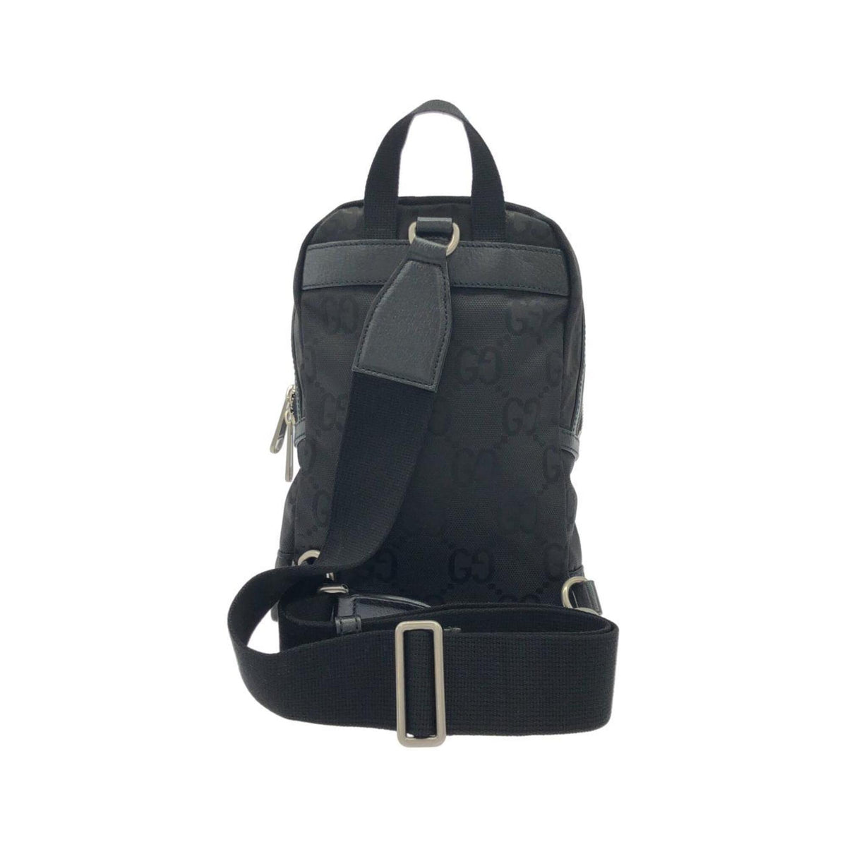 Gucci Black Nylon Leather Backpack Shoulder Bag (Pre-Owned)