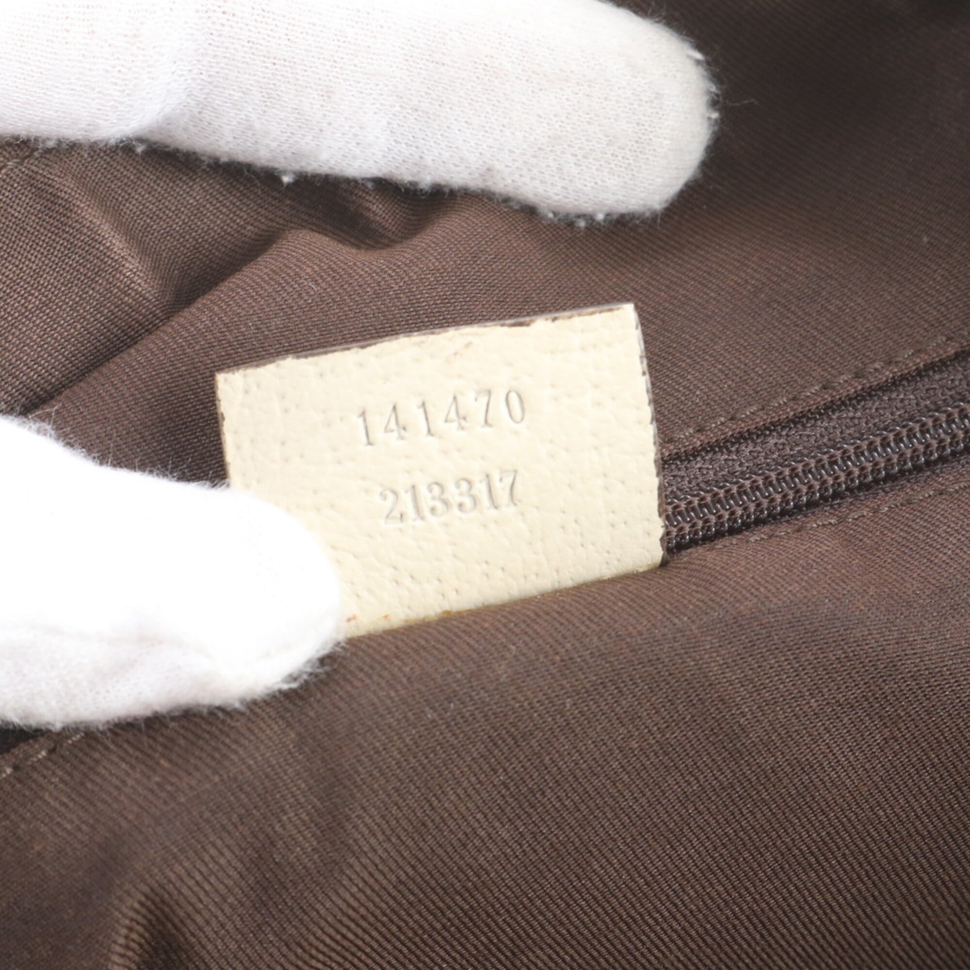 Gucci Beige Leather Canvas Handbag Shoulder Bag Tote Bag (Pre-Owned)