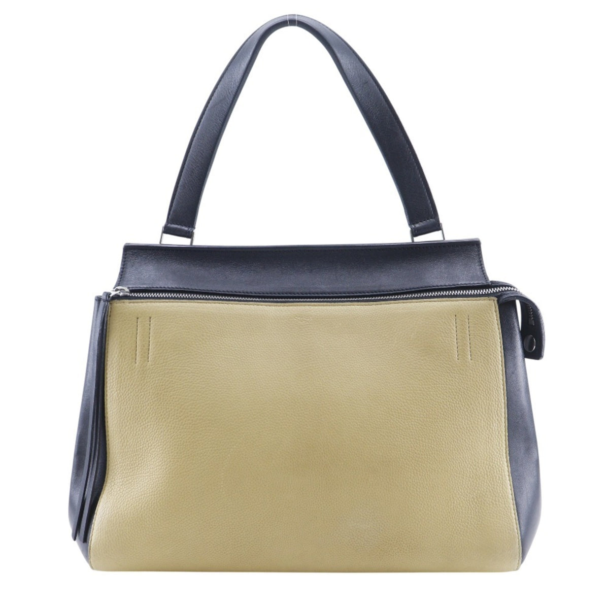 Celine Beige Black Leather Handbag Shoulder Bag (Pre-Owned)