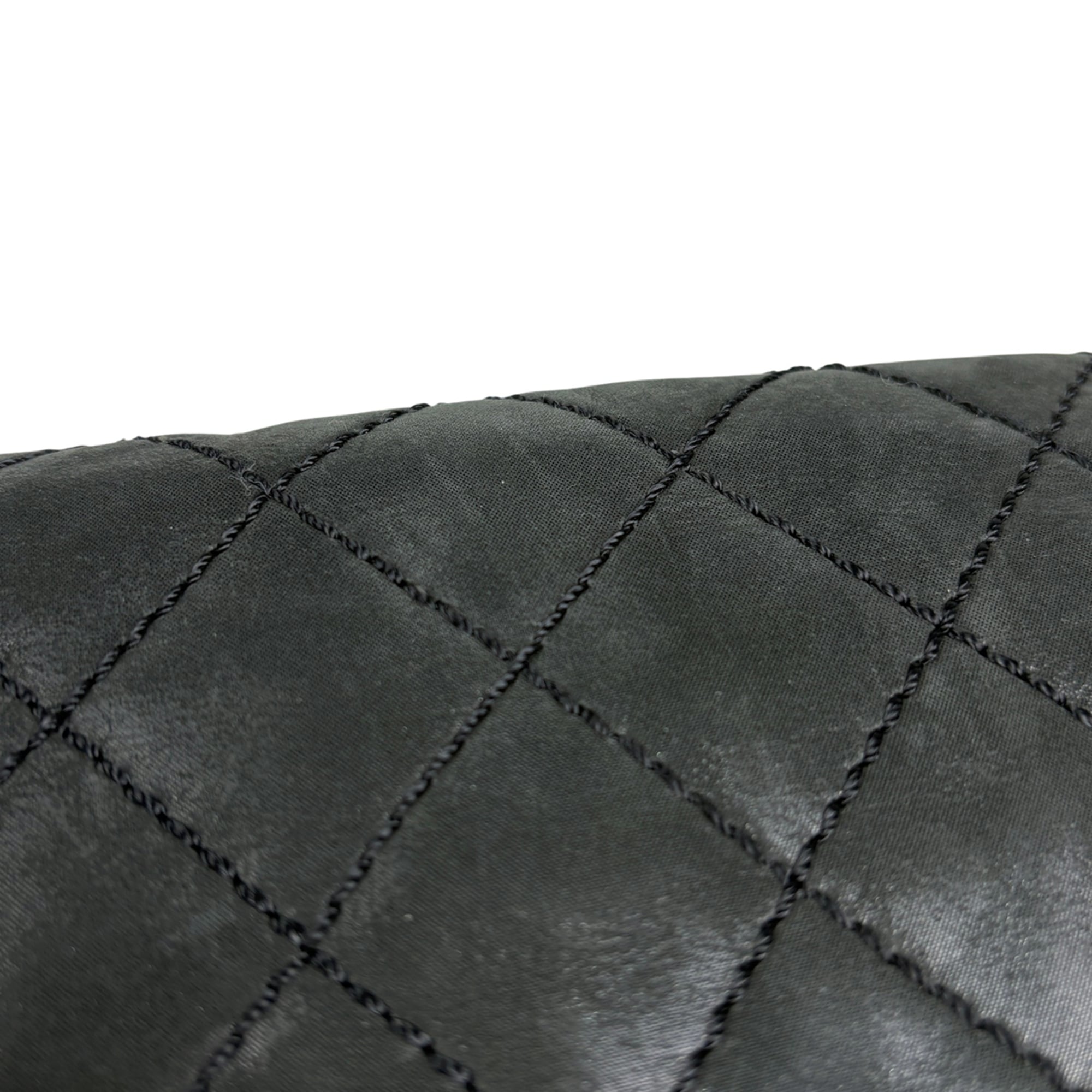Chanel Wild Stitch Black Fabric Leather Shoulder Bag (Pre-Owned)