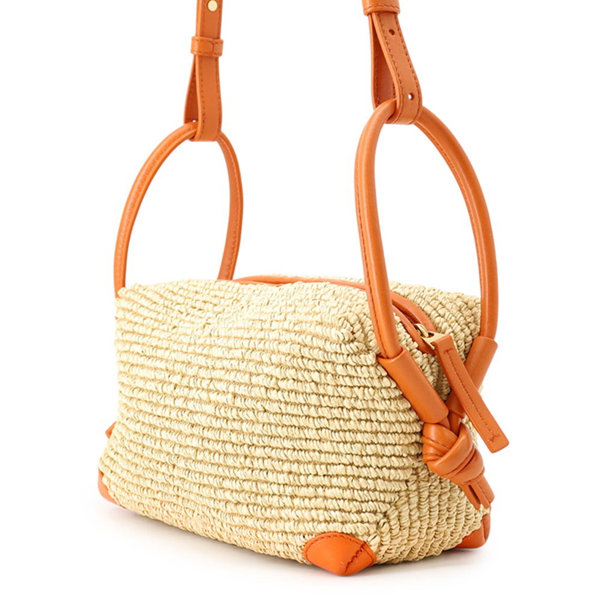 Bottega Veneta Brown Raffia Leather Handbag (Pre-Owned)