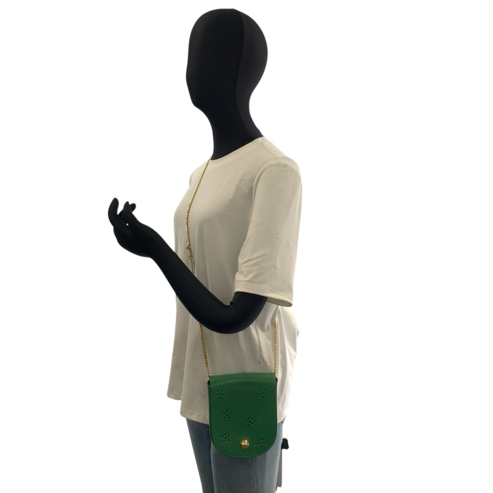 Celine Green Leather Pochette Shoulder Bag (Pre-Owned)