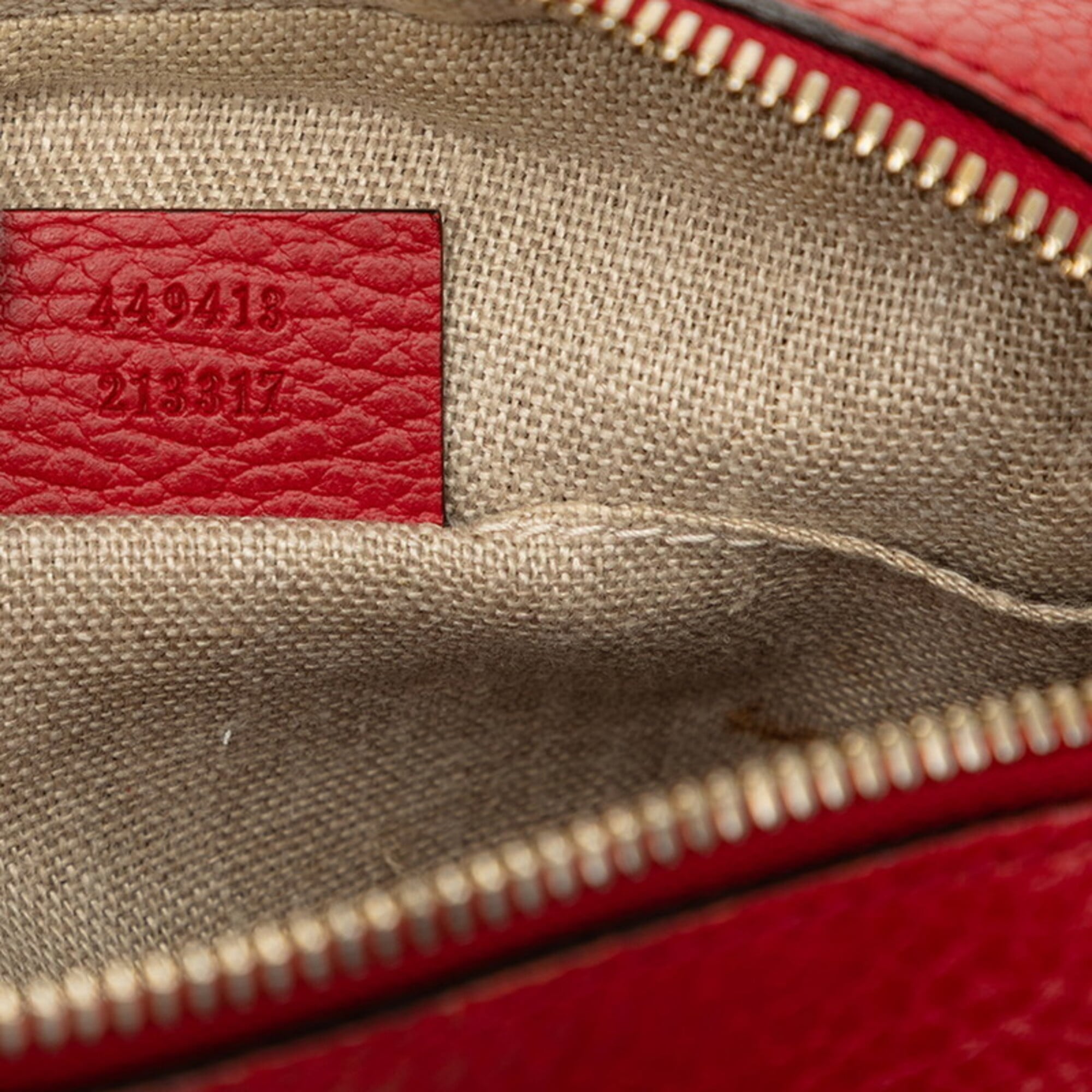 Gucci Gg Canvas Beige Red Color Gg Canvas Leather Shoulder Bag (Pre-Owned)