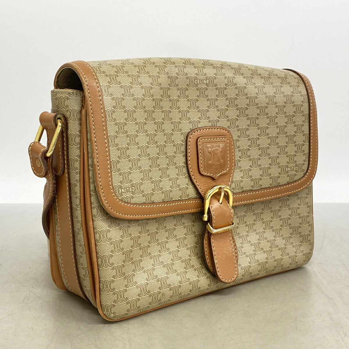 Celine Beige Brown Pvc Shoulder Bag (Pre-Owned)