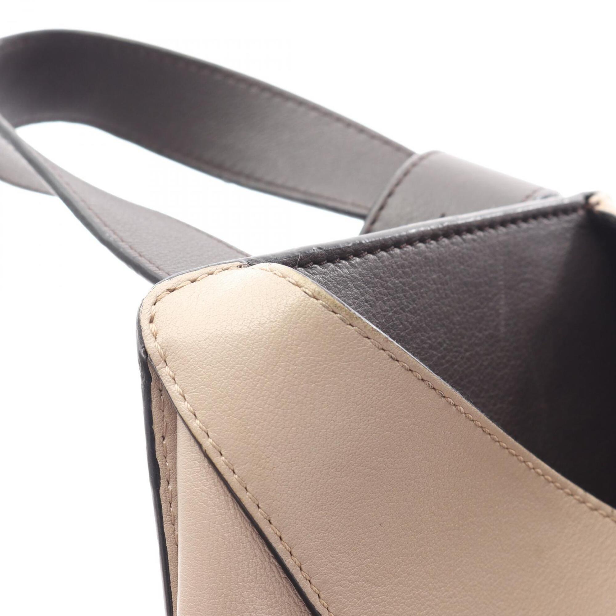 Loewe Beige Brown Gray Leather Handbag (Pre-Owned)