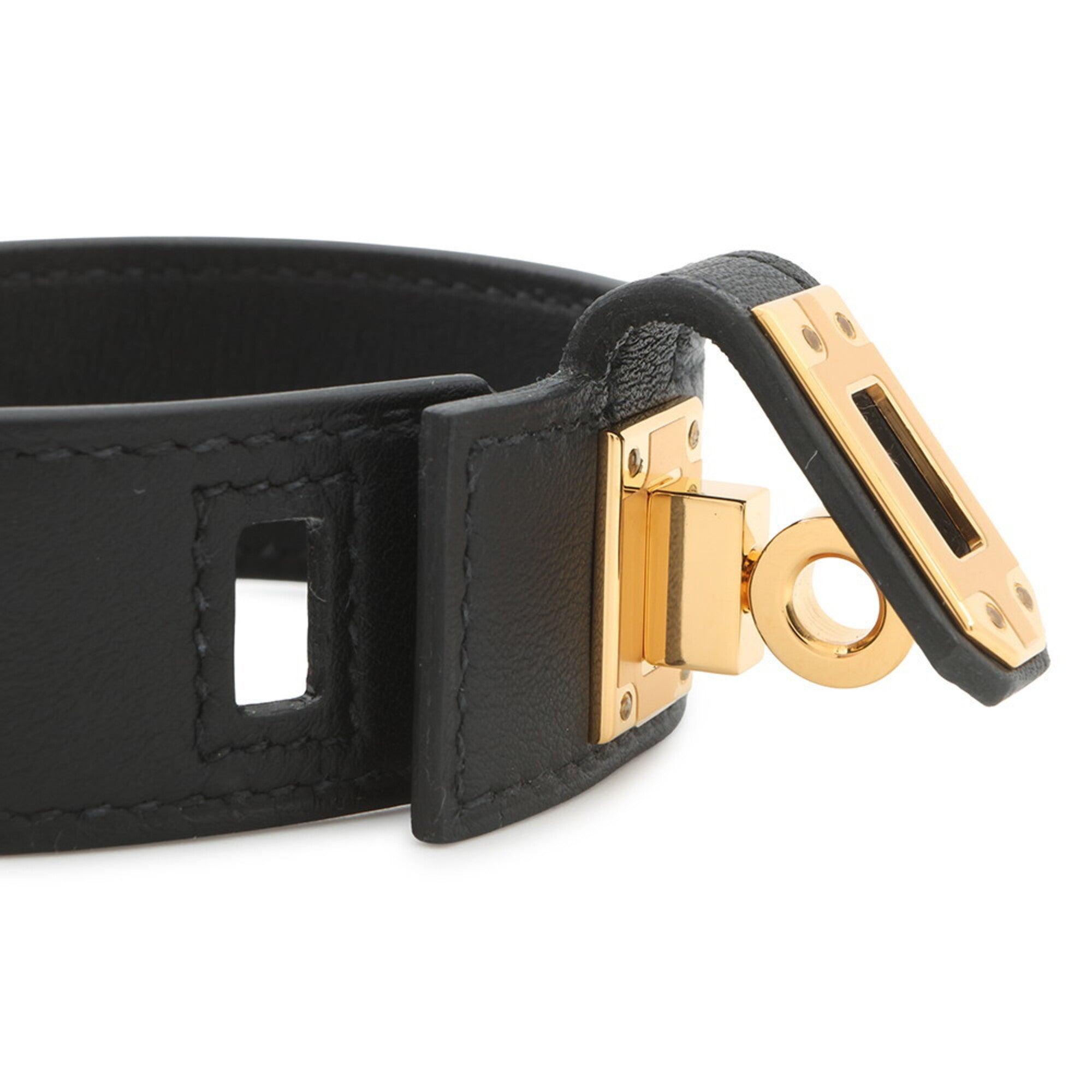 Hermes Kelly Black Swift Leather Charm Bracelet (Pre-Owned)